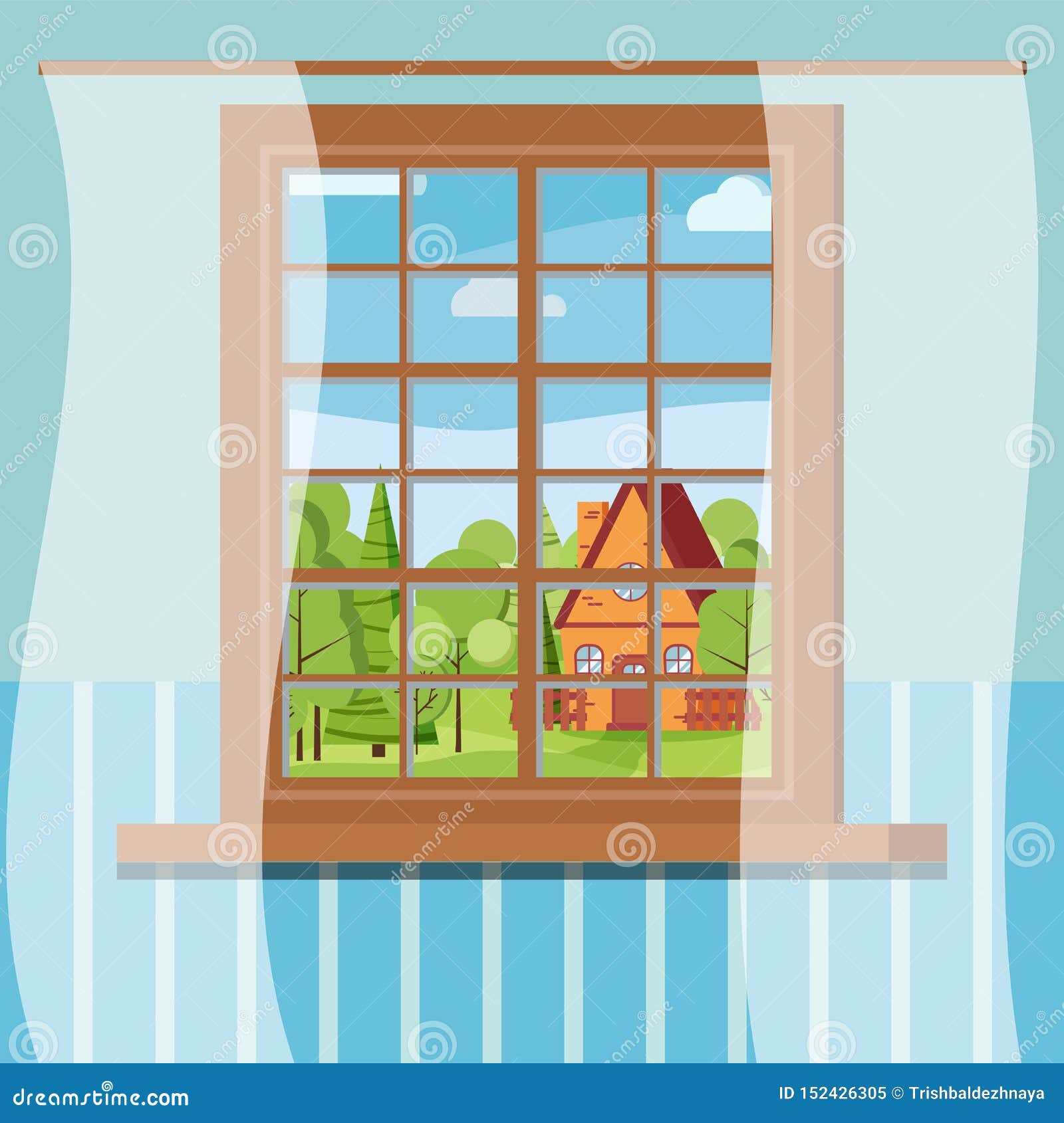 Окна cartoon деревянный дом