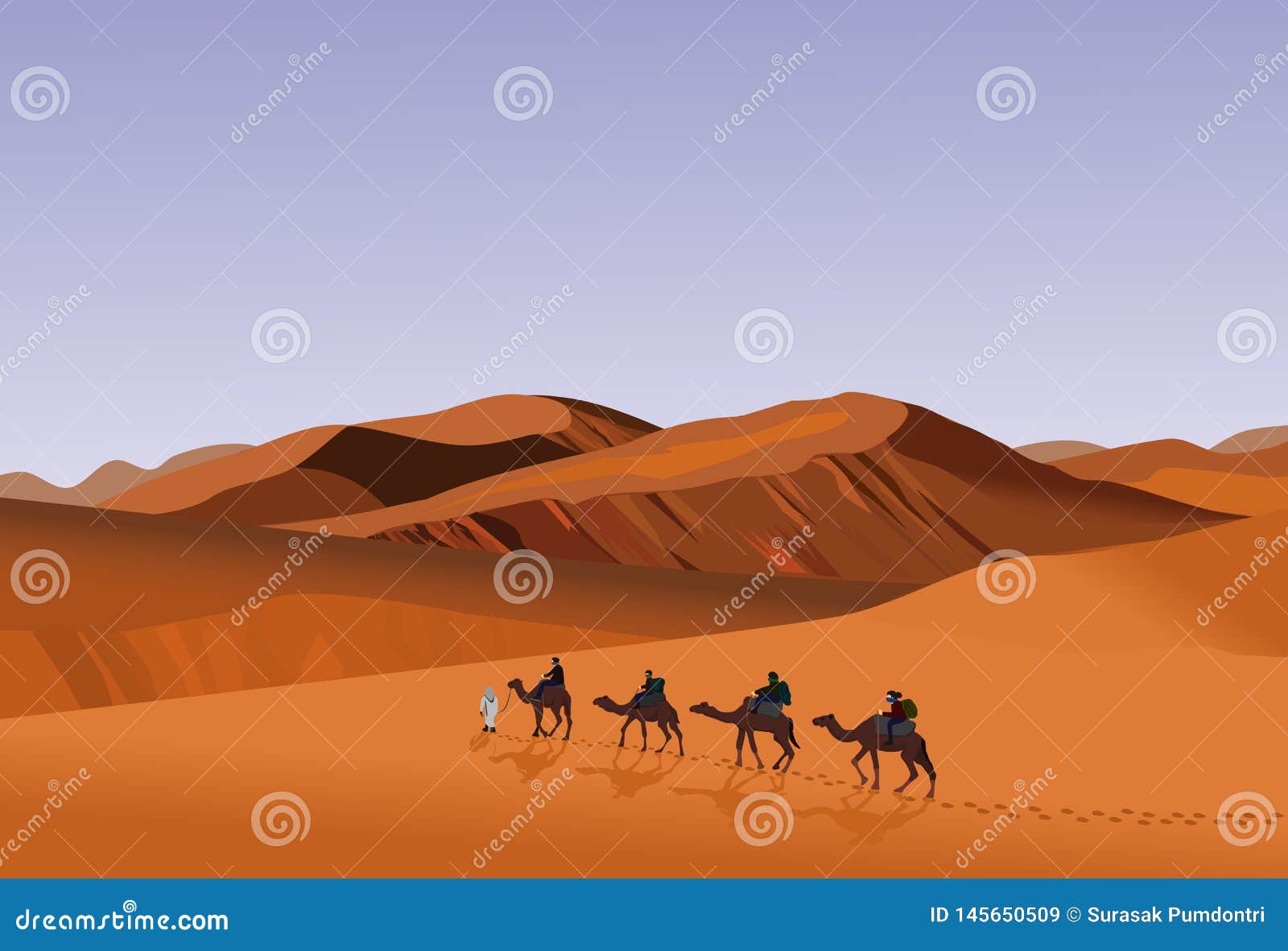 Длинный путь каравана в пустыне