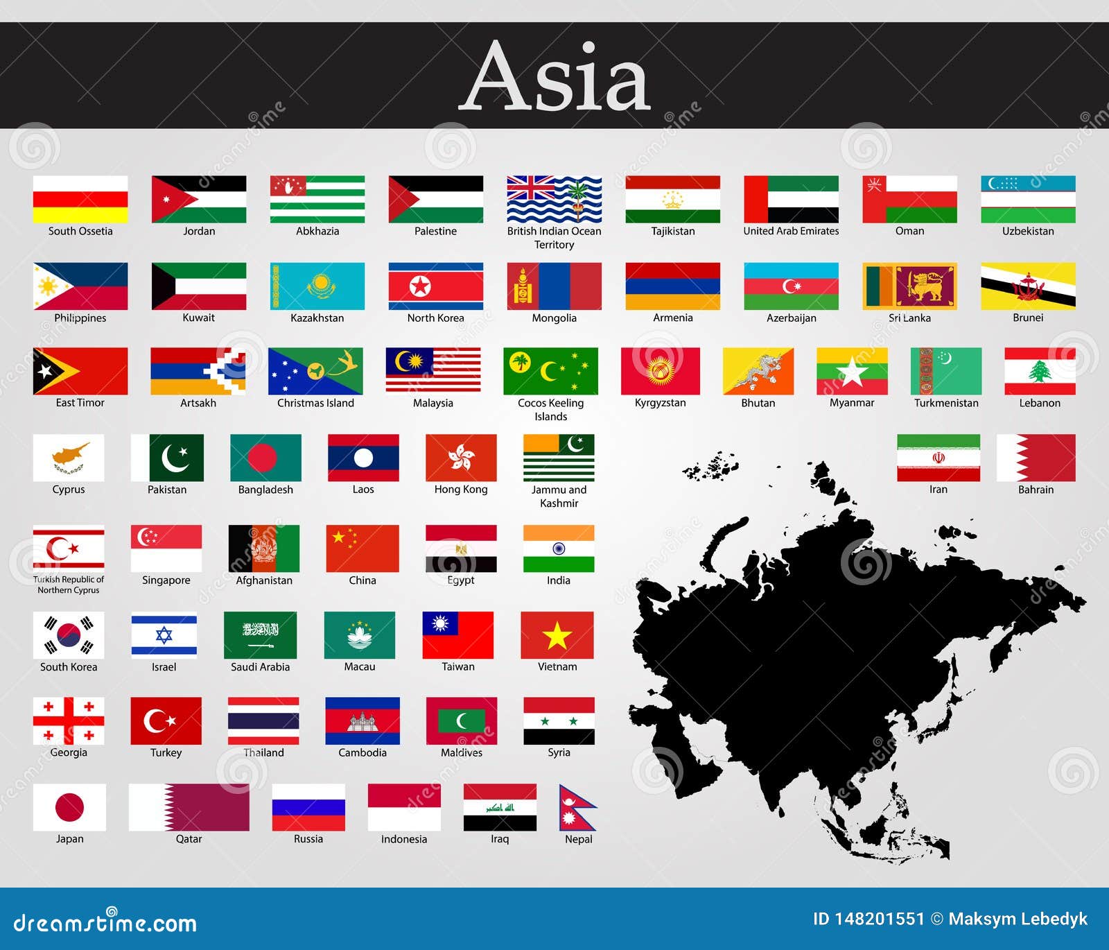 Флаги Азии страны и столицы на русском языке