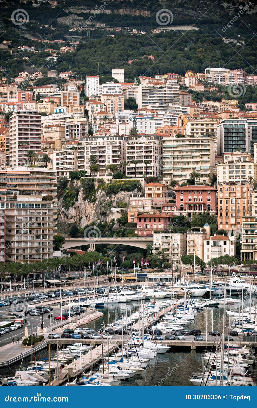 Гавань Монако, Монте-Карло, взгляд. Вертикальная съемка