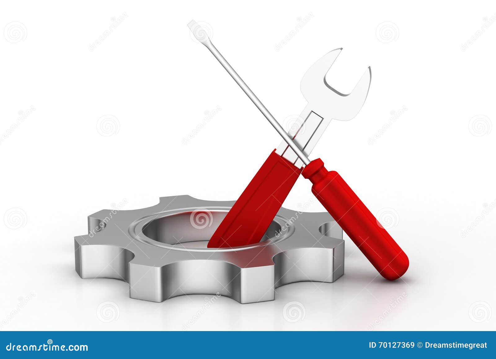 Гаечный ключ и отвертка с Cog шестерни Иллюстрация штока - иллюстрации ...