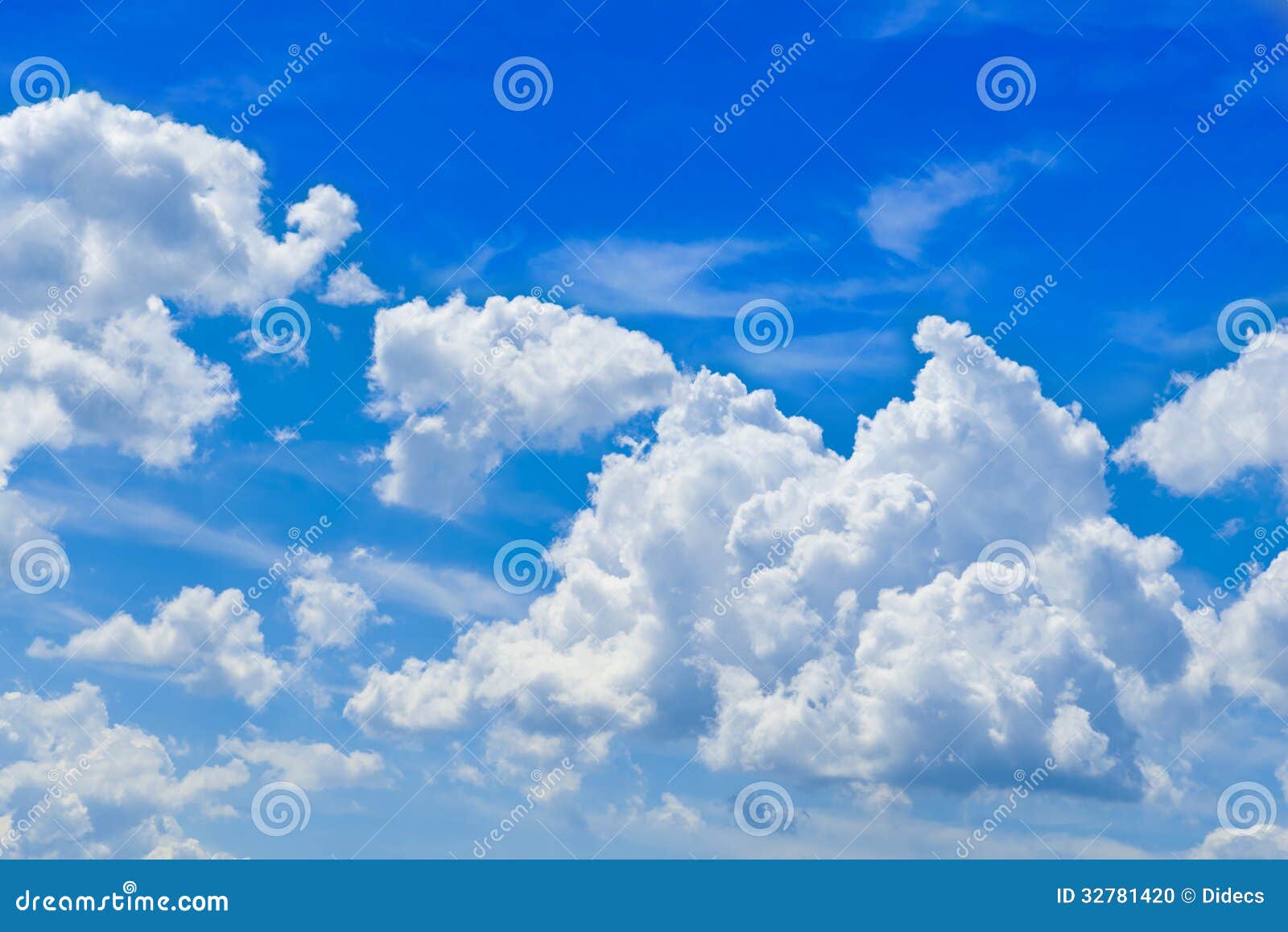 Голубое небо с облаками. Ясное голубое небо с облаками.