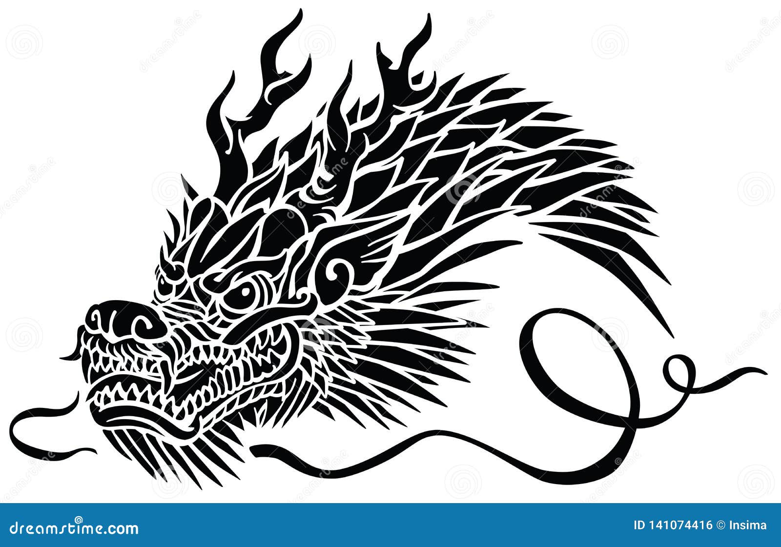 Голова китайского дракона силуэт