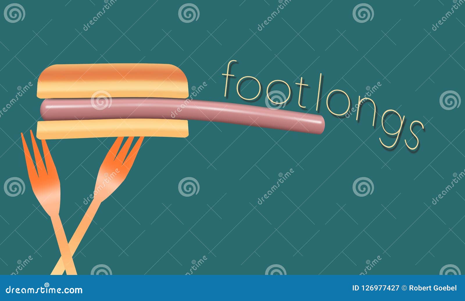 Горячие сосиски тема этого красочного изображения горячих сосисок, плюшки и пластичные вилки пикника Это иллюстрация