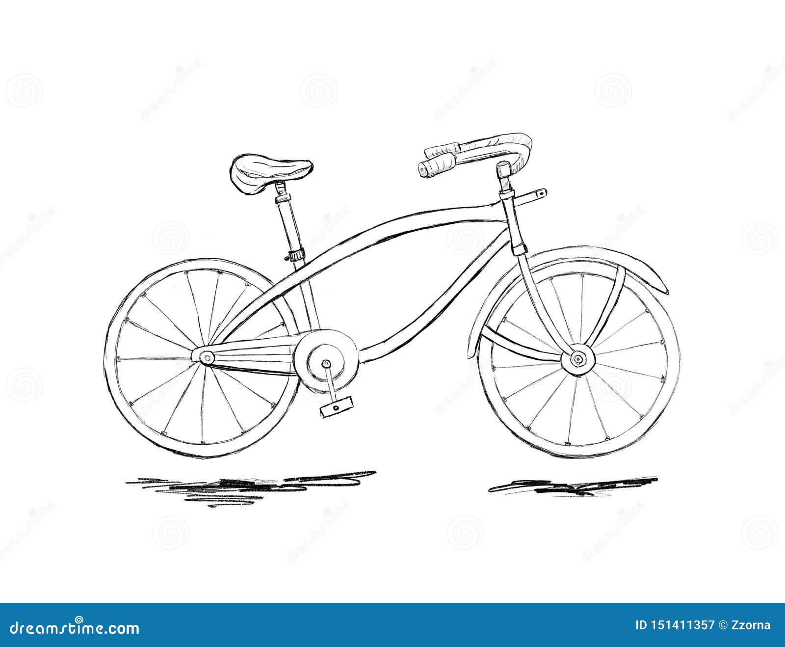 Городской велосипед рисунок карандашом