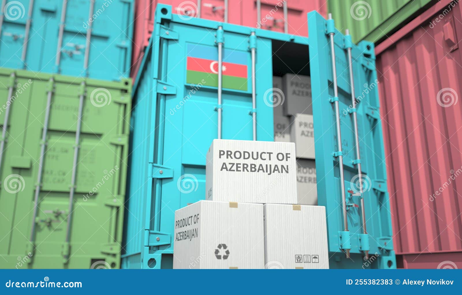 грузов с товарами из азербайджана и грузовыми контейнерами в портовых ...