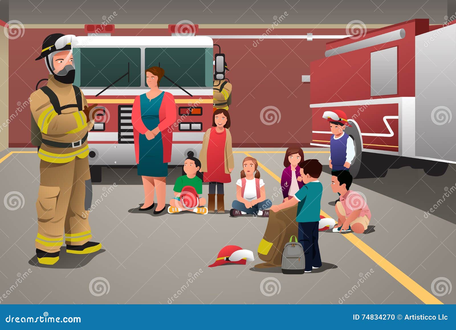 Fire Station vector Kids