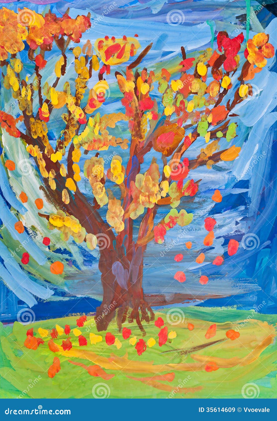 Осенняя картина красками в детский сад