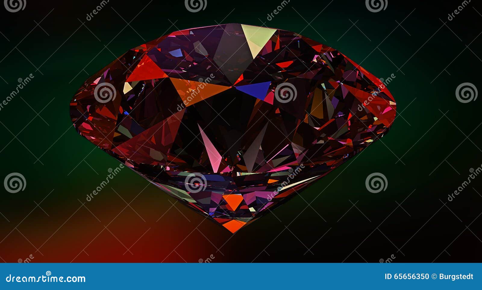 Диамант, драгоценная камень или свет кристалла отражая на красной ...