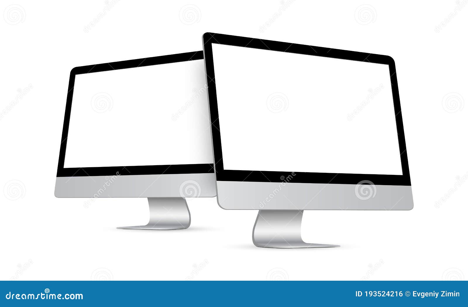 Two Modern Desktop PCs with Perspective Side Views Stock Vector