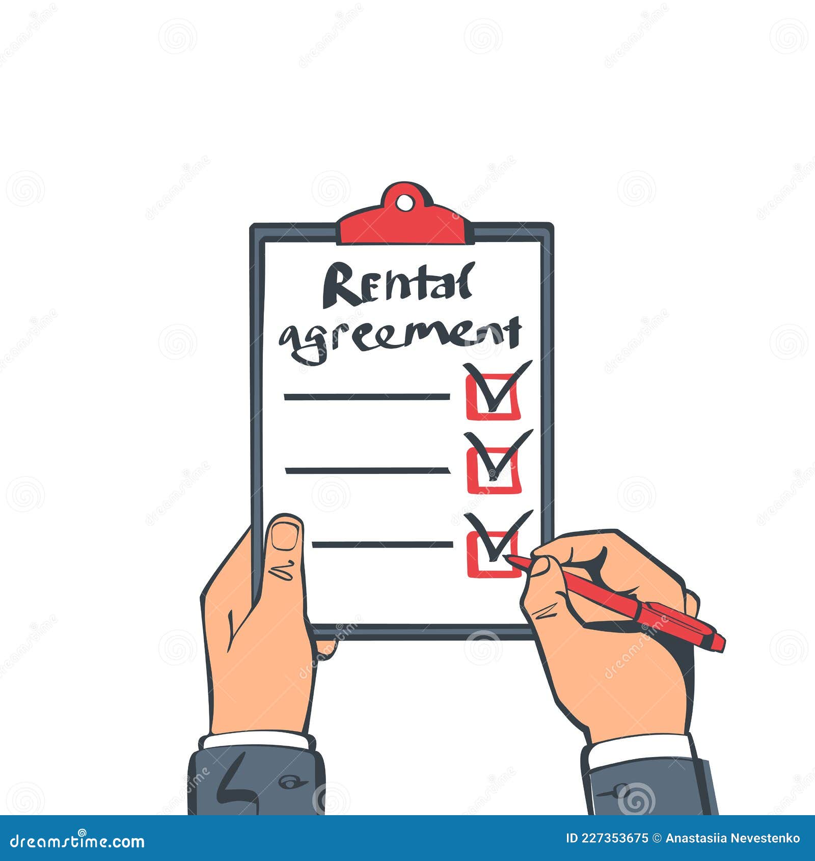 договор аренды. документ подписи. Иллюстрация вектора - иллюстрации ...