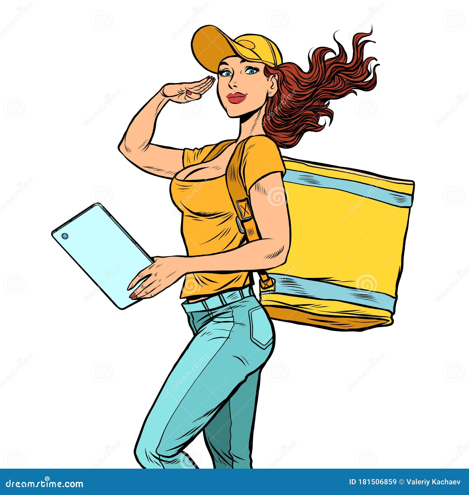 Доставка еды девушки наркокурьера Иллюстрация вектора - иллюстрации ...