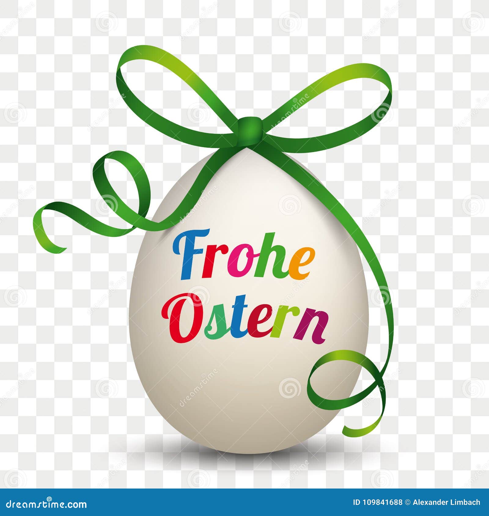 Естественная лента Frohe Ostern зеленого цвета яичка прозрачное. Немецкий текст Frohe Ostern, переводит счастливую пасху