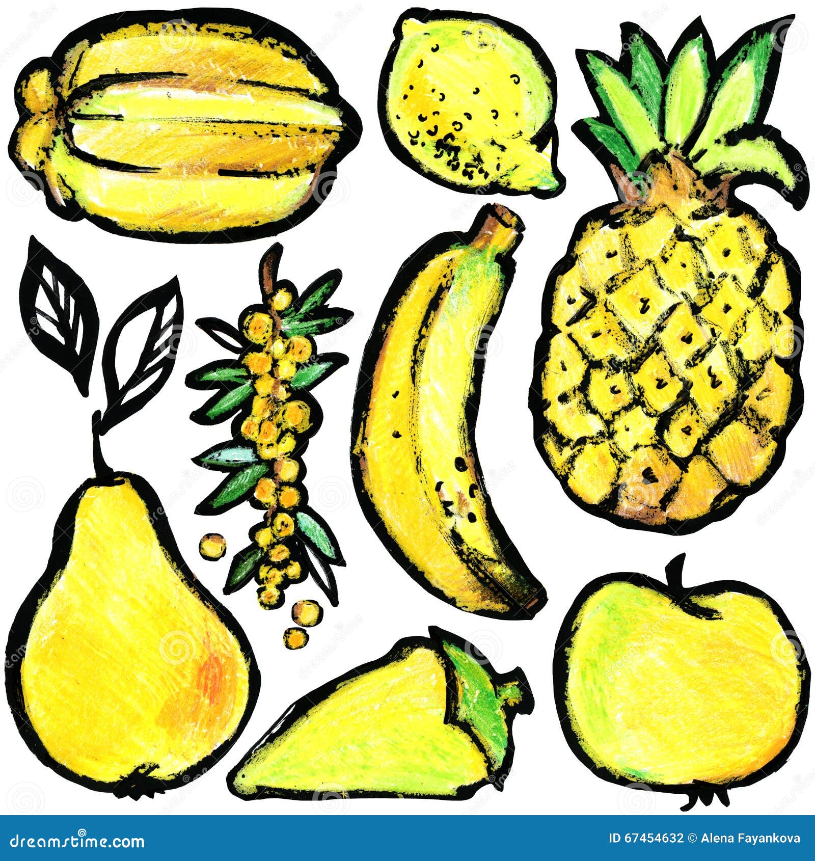 Овощи и фрукты желтого цвета рисунки