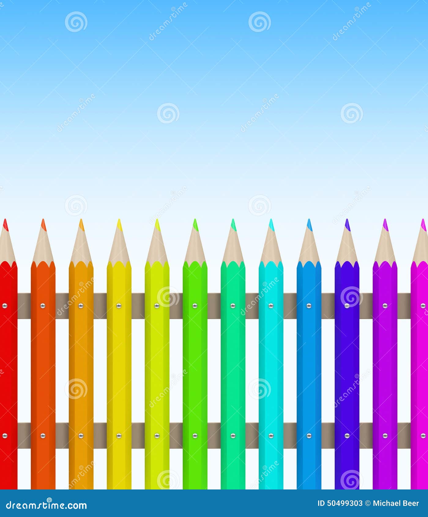 Забор цветные карандаши