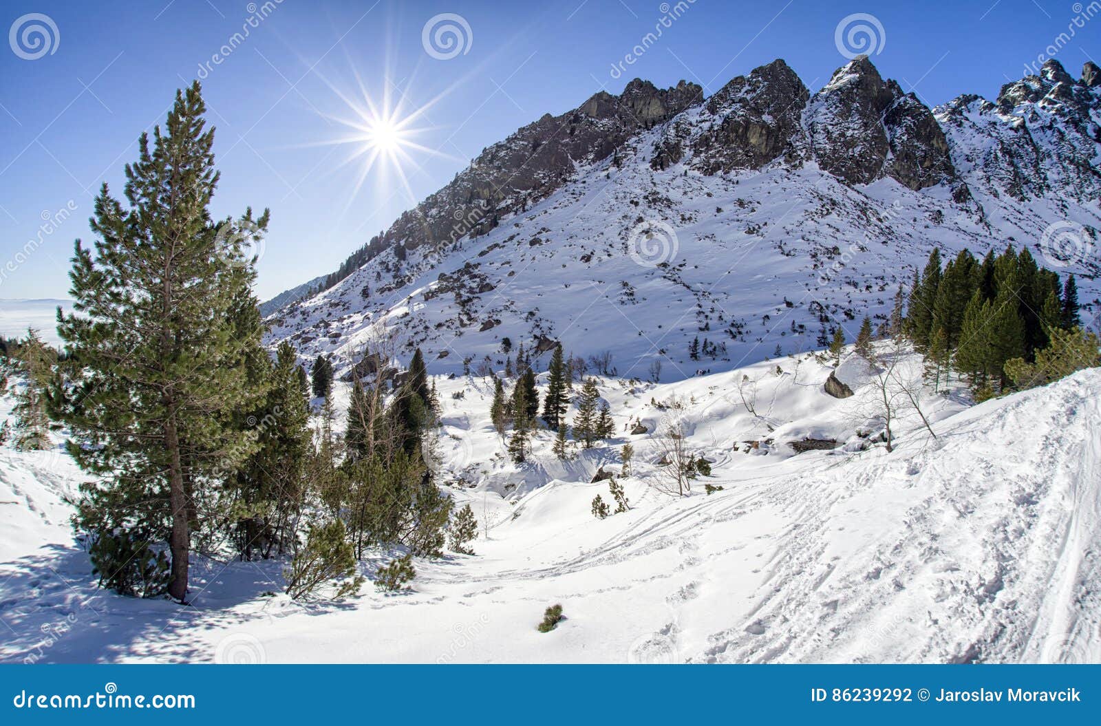 Зима в горах высокие tatras Словакии. Зима в высоких горах Tatras, Словакия Долина Mala Studena Dolina