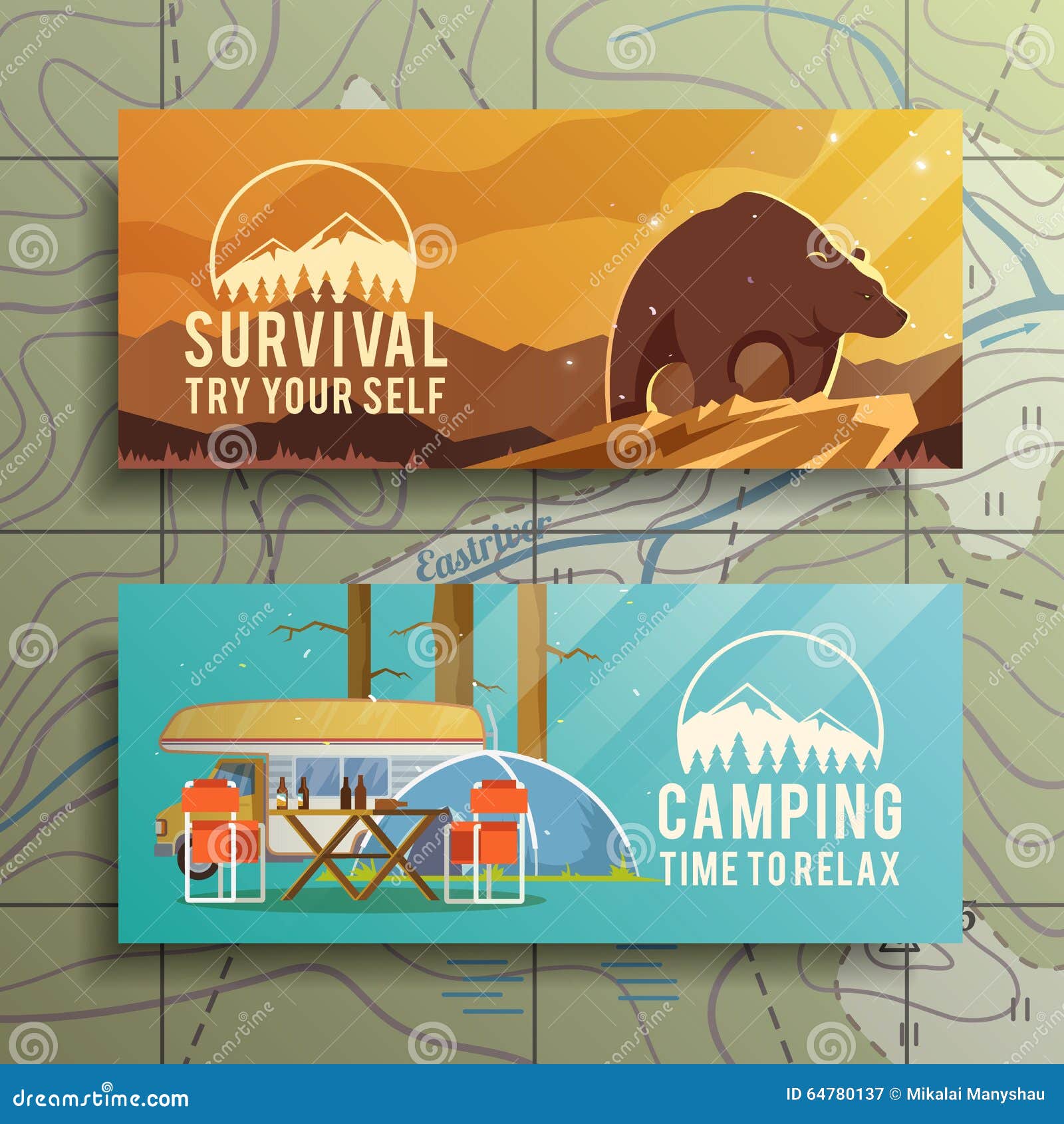 Знамена сети вектора располагаясь лагерем Иллюстрация вектора ...