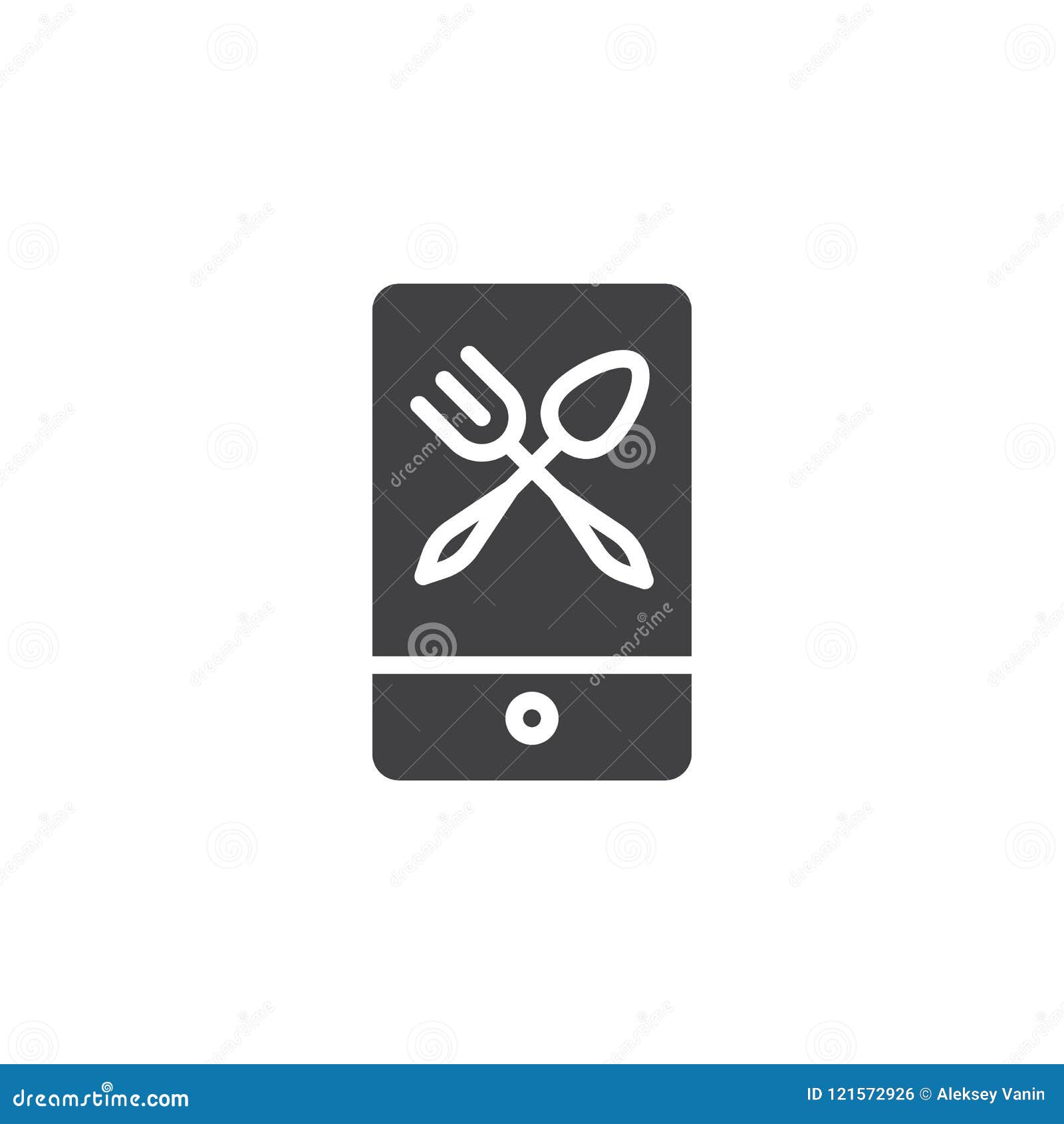 Значок вектора Foodie заполненный плоский знак для передвижных концепции и веб-дизайна Вилка и ложка на мобильном телефоне экранируют простой твердый значок Символ, иллюстрация логотипа Векторные графики пиксела совершенные