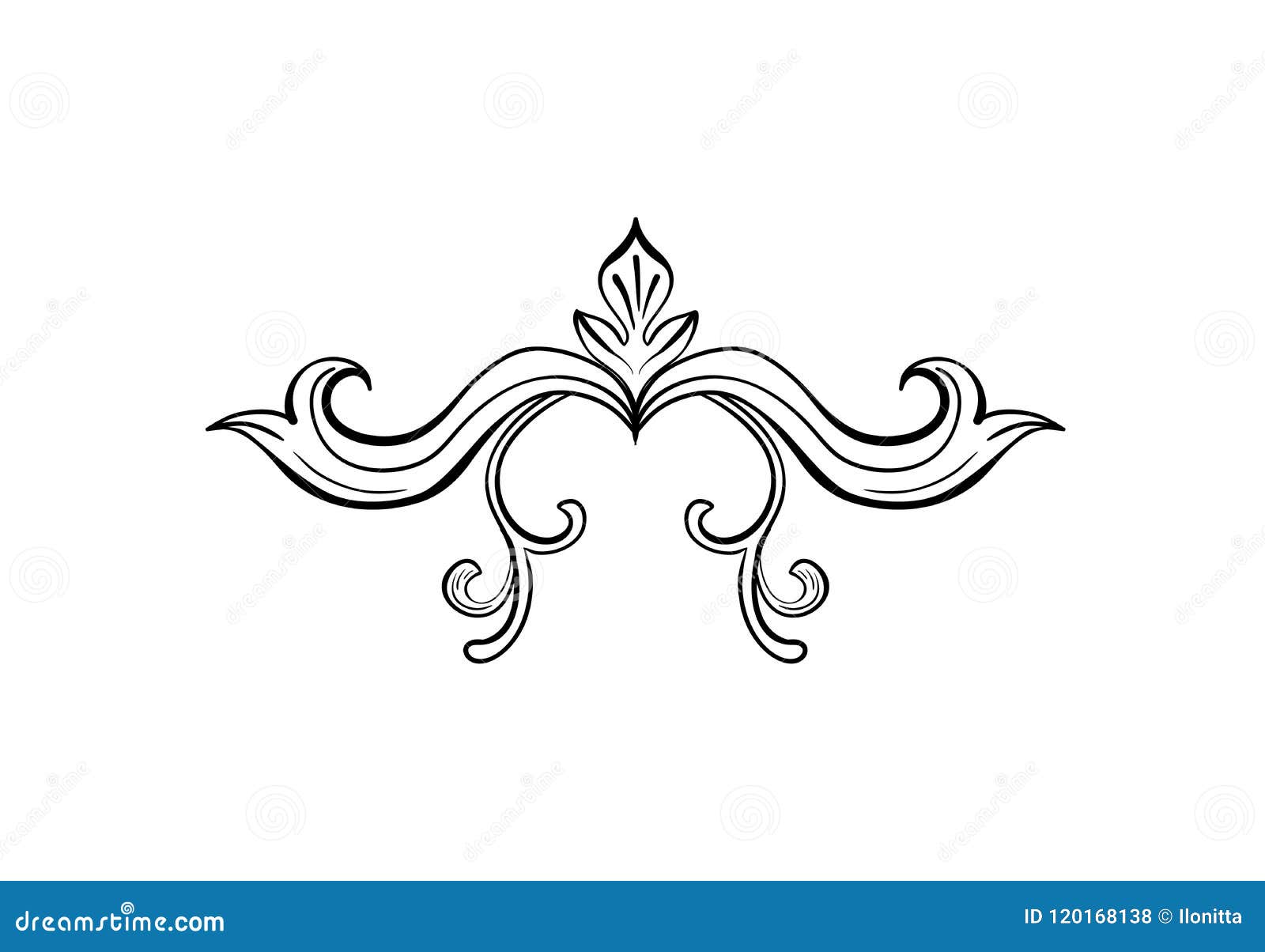 Изолированное чернотой украшение нарисованное рукой флористическое ...