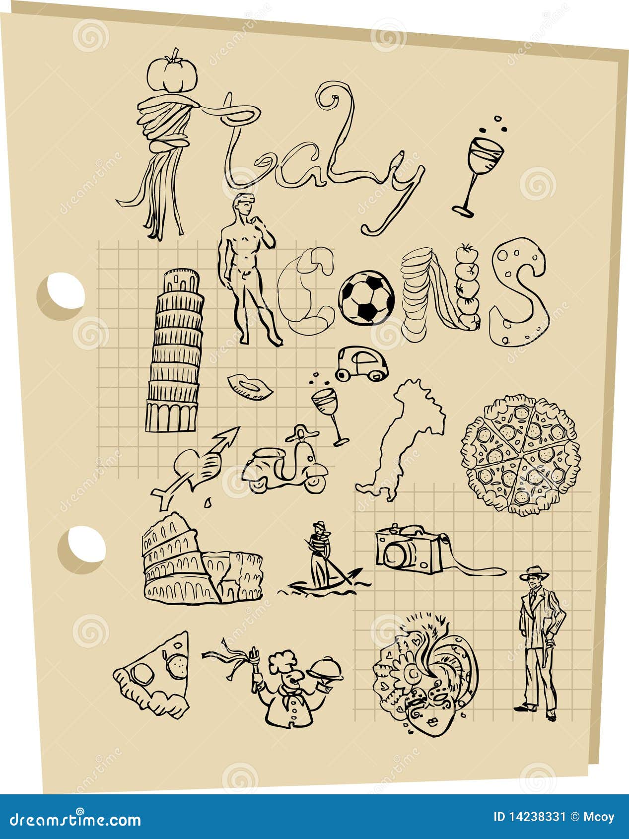 Иконы doodley tattoo Италии установили еду, перемещение, ходя по магазинам