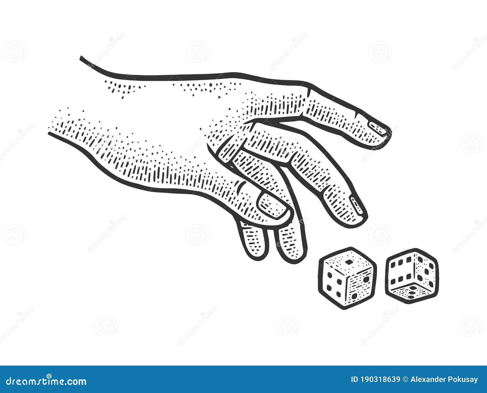 Рука с кубиками эскиз на белом фоне