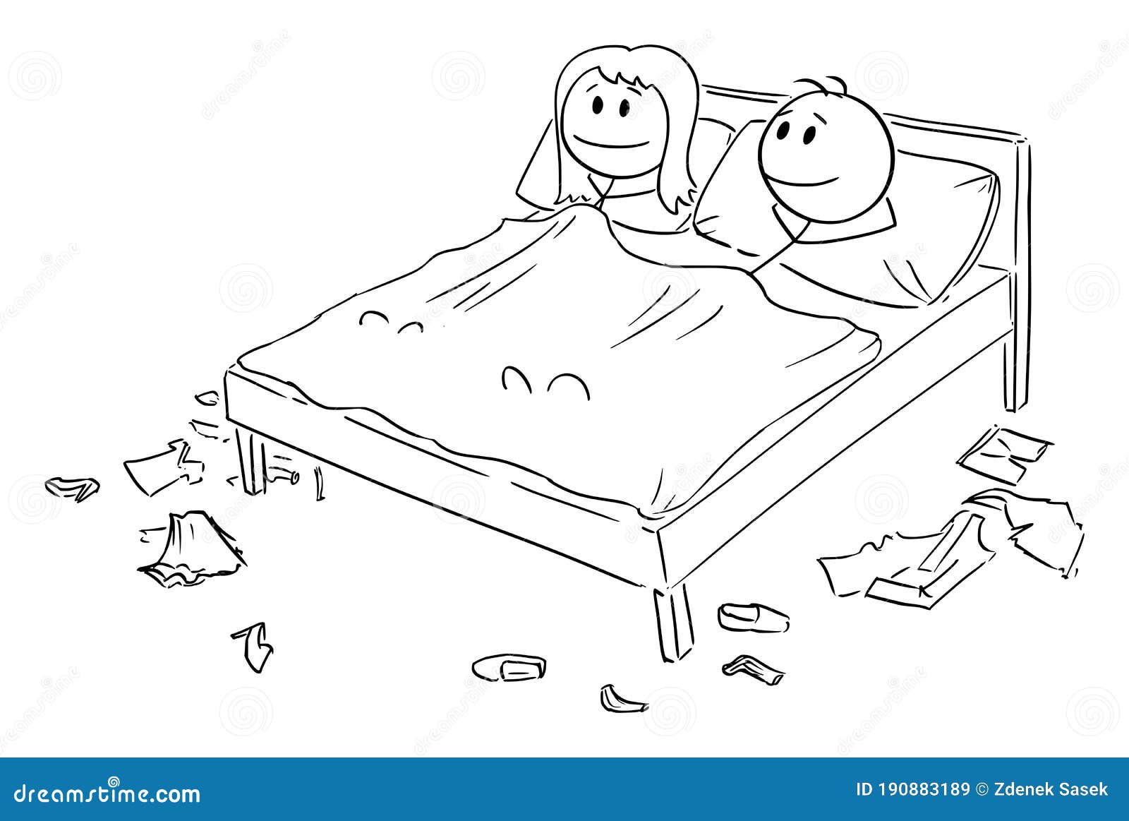 Лежат вместе в постели рисунок