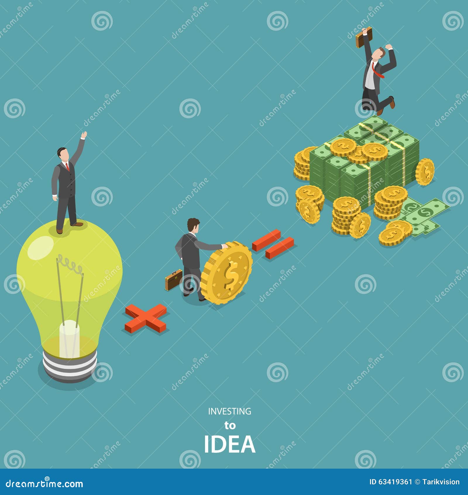 Инвестировать в концепцию вектора идеи равновеликую плоскую Иллюстрация ...