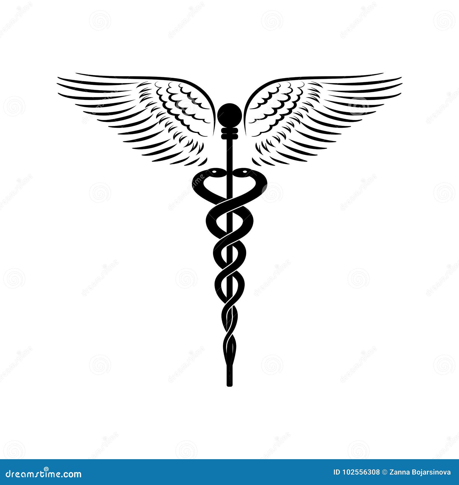 Кадуцей - иллюстрация вектора символа медицины изолированная на белой предпосылке