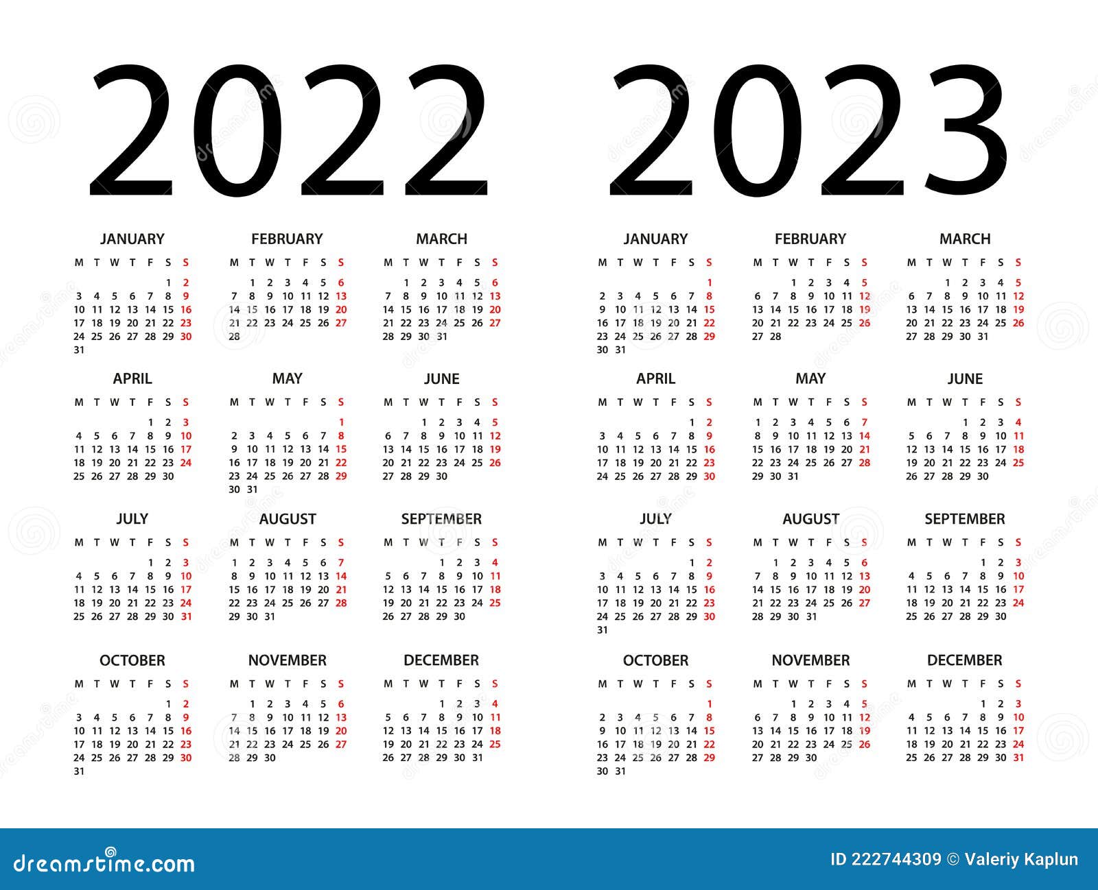 календарь 2022 2023. неделя начинается в понедельник. календарь на 2022