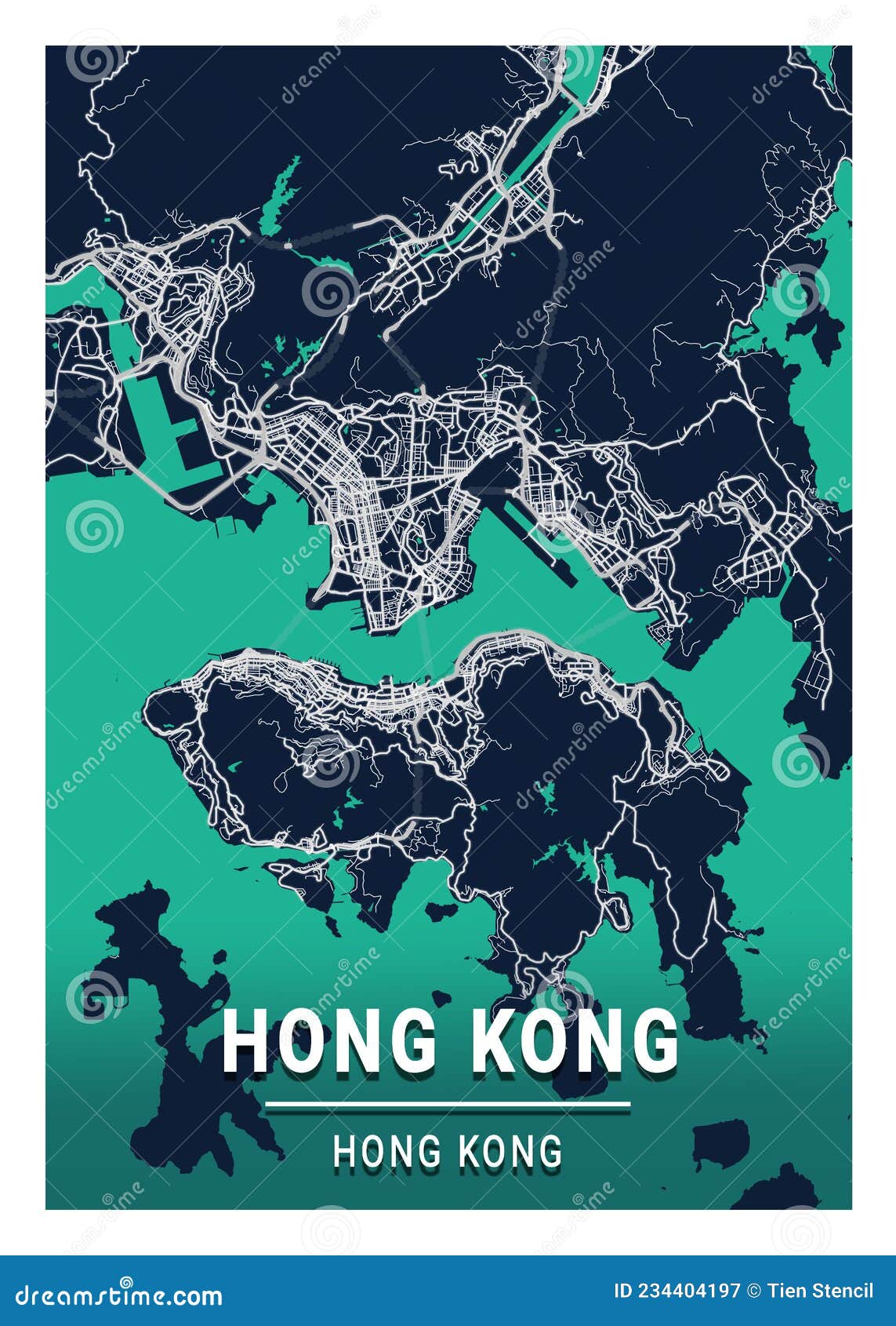 Карта города Хон Хон Хон Конг Иллюстрация штока - иллюстрации ...