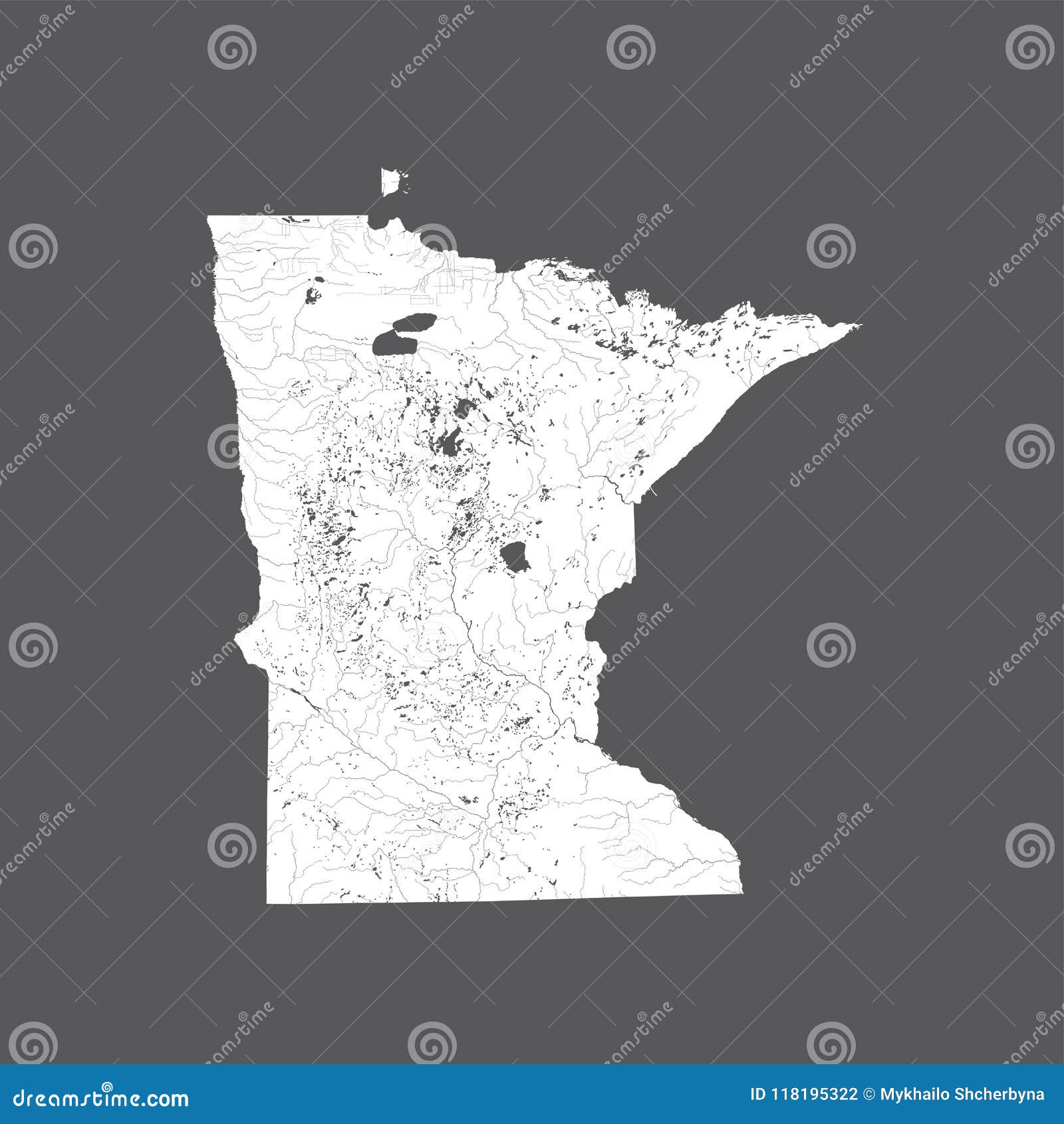 Карта Минесоты с озерами и реками Иллюстрация вектора - иллюстрации ...