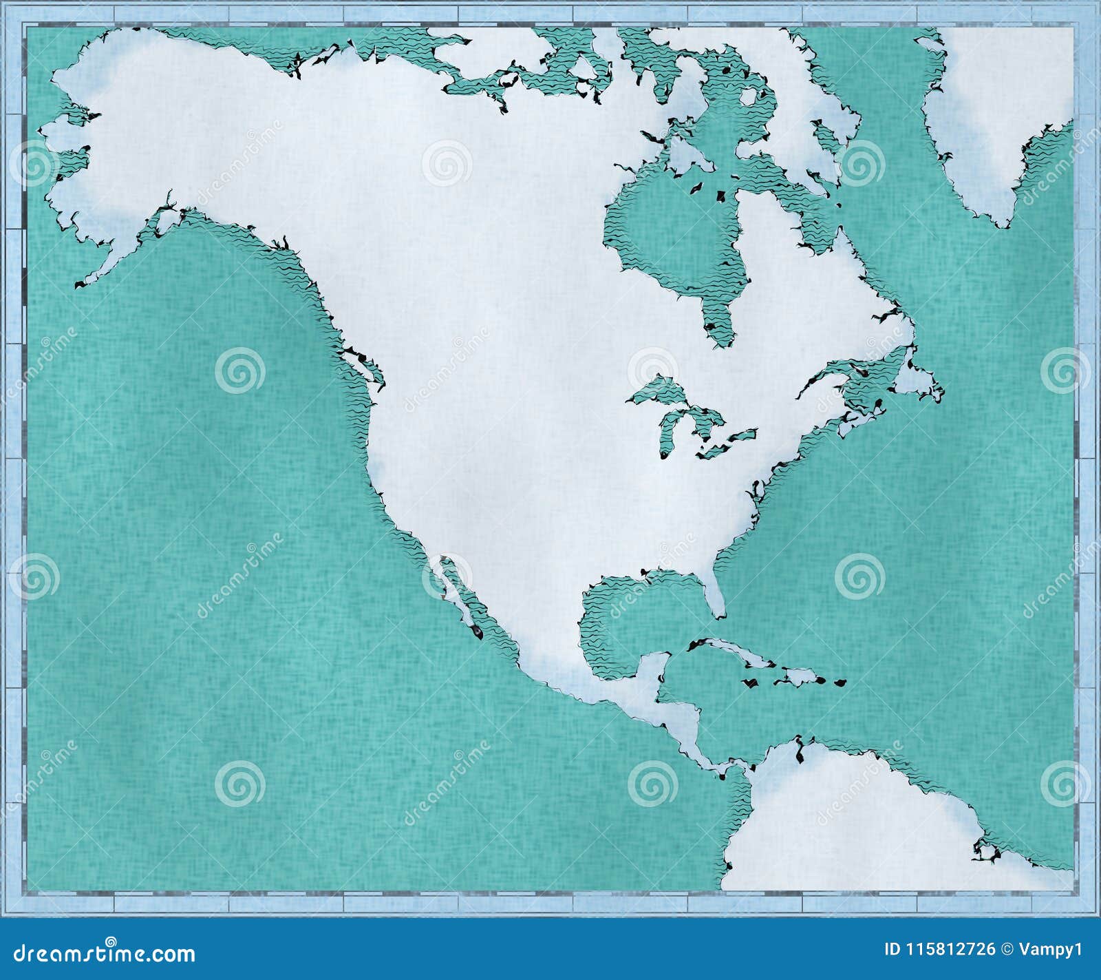 Карта Северной Америки, нарисованных проиллюстрированных ходов щетки, географической карты, физики Картоведение, географический атлас как обои моря предпосылки голубые слишком полезные