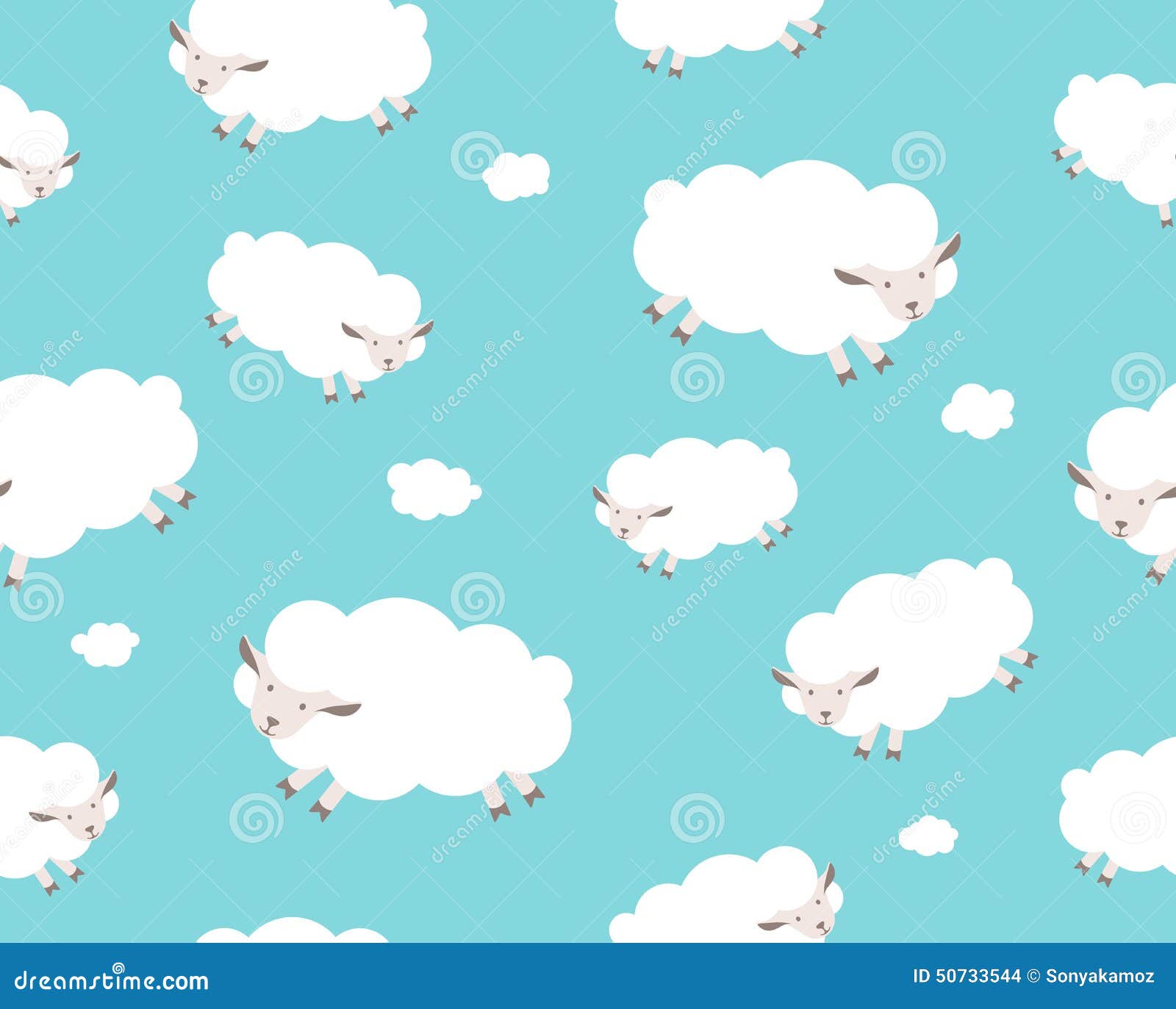 картина безшовная Белые овцы и облако на Иллюстрация вектора ...