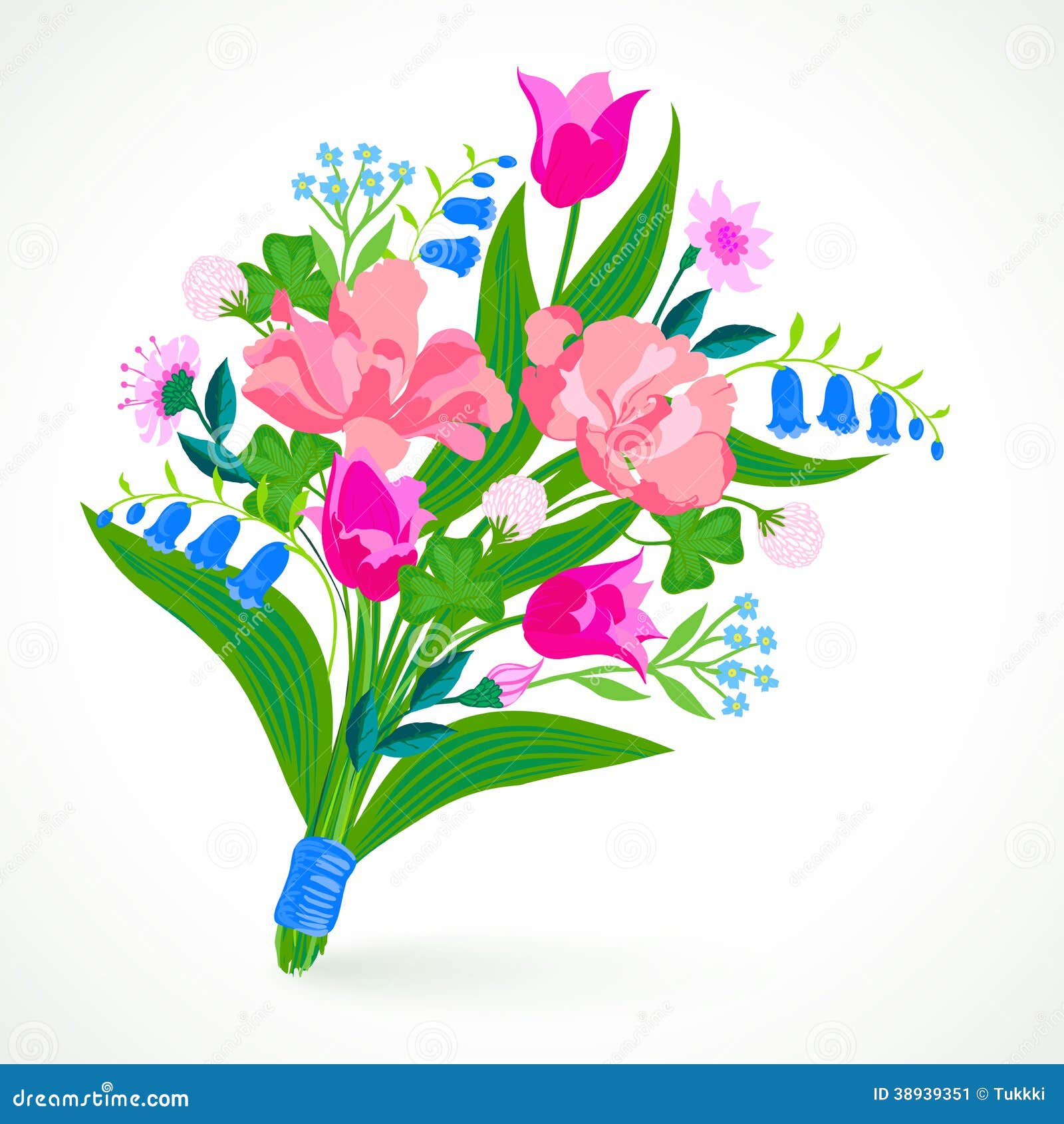 Букет весенних цветов на круге рисунок