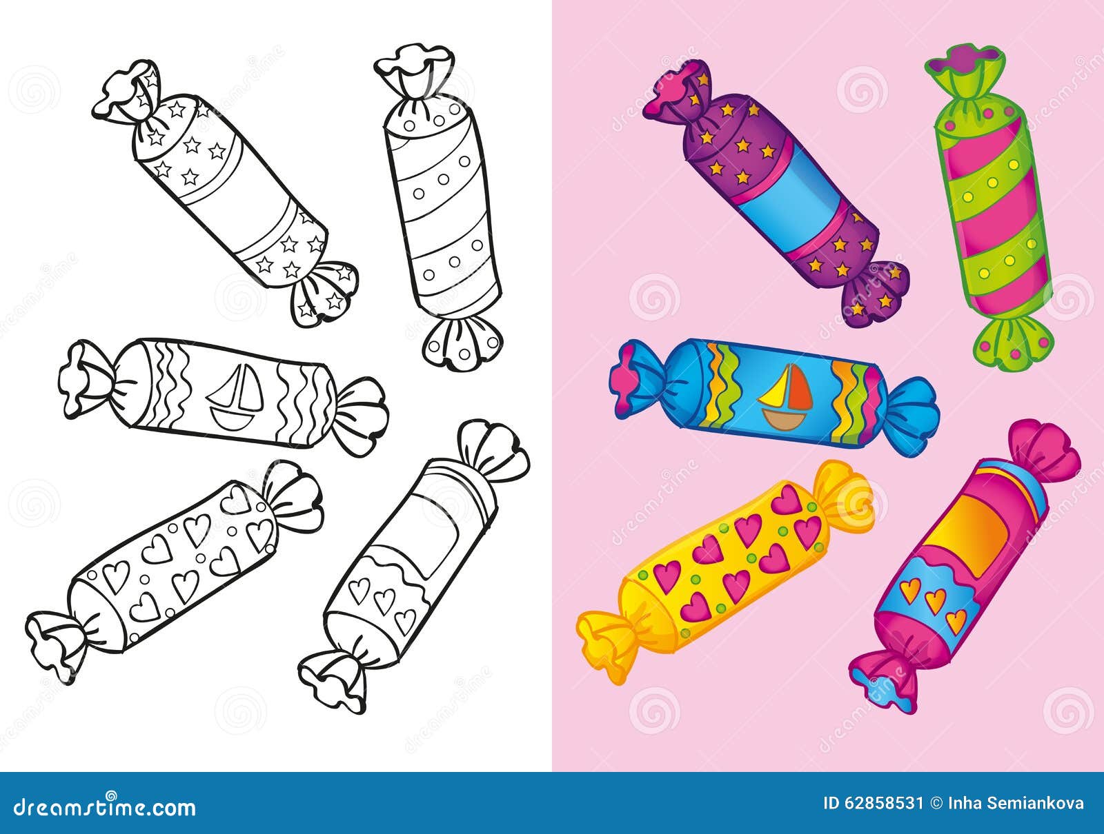Конфеты для детей цветные раскраски