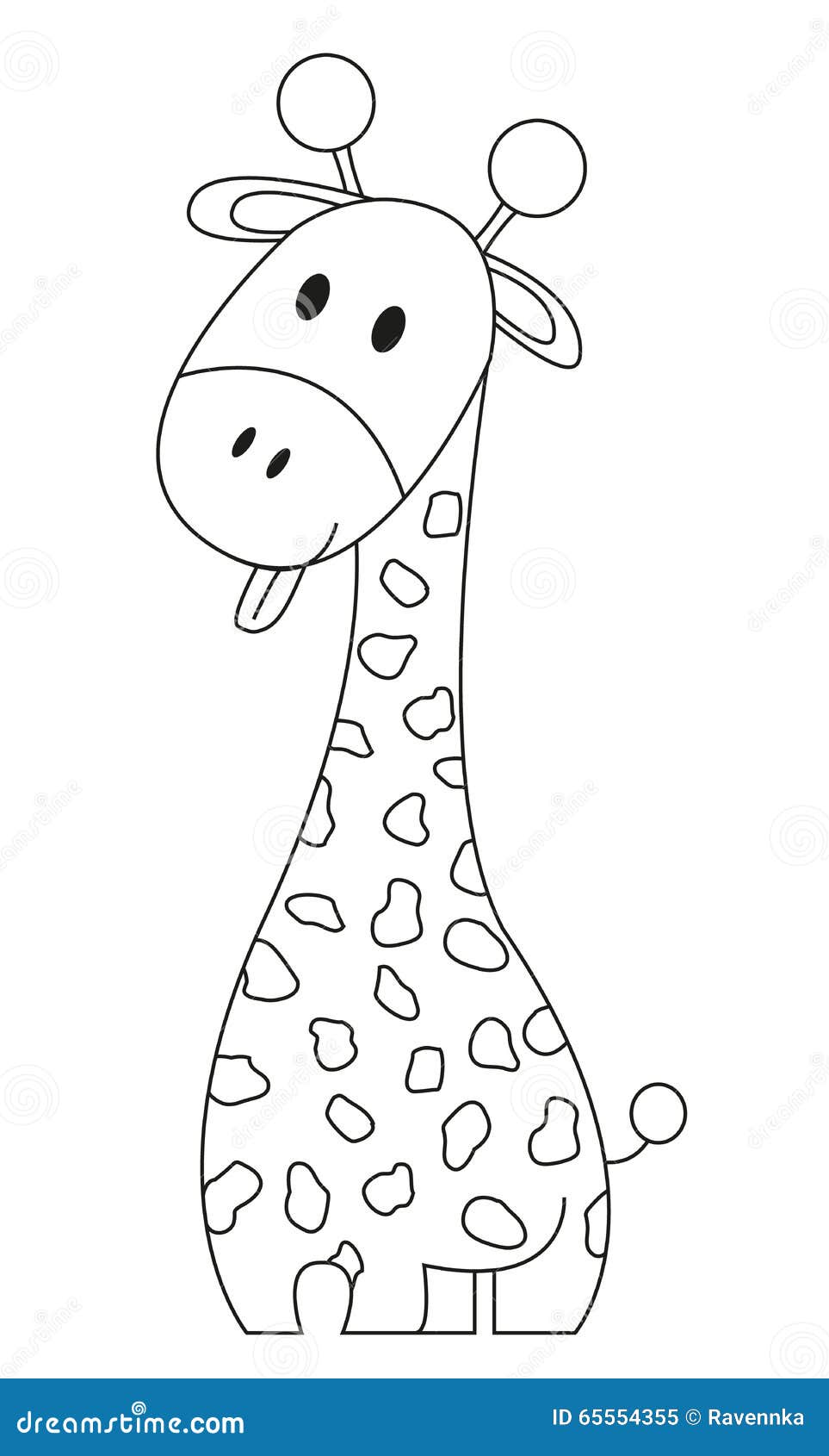 Раскраска Жираф с языком