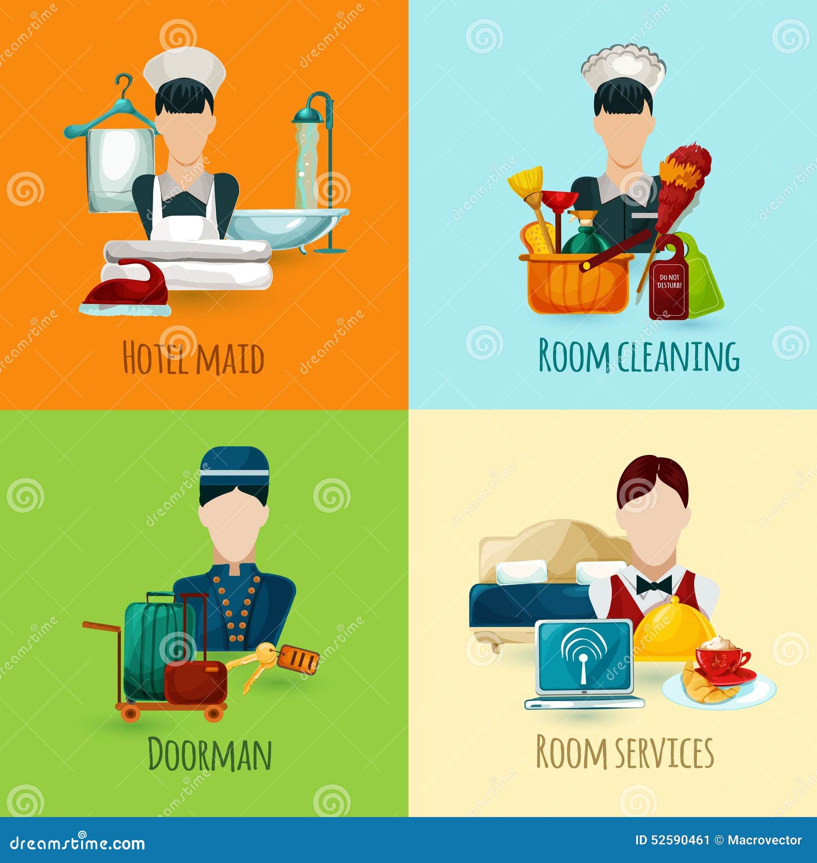 Комплект горничной гостиницы Иллюстрация вектора - иллюстрации ...