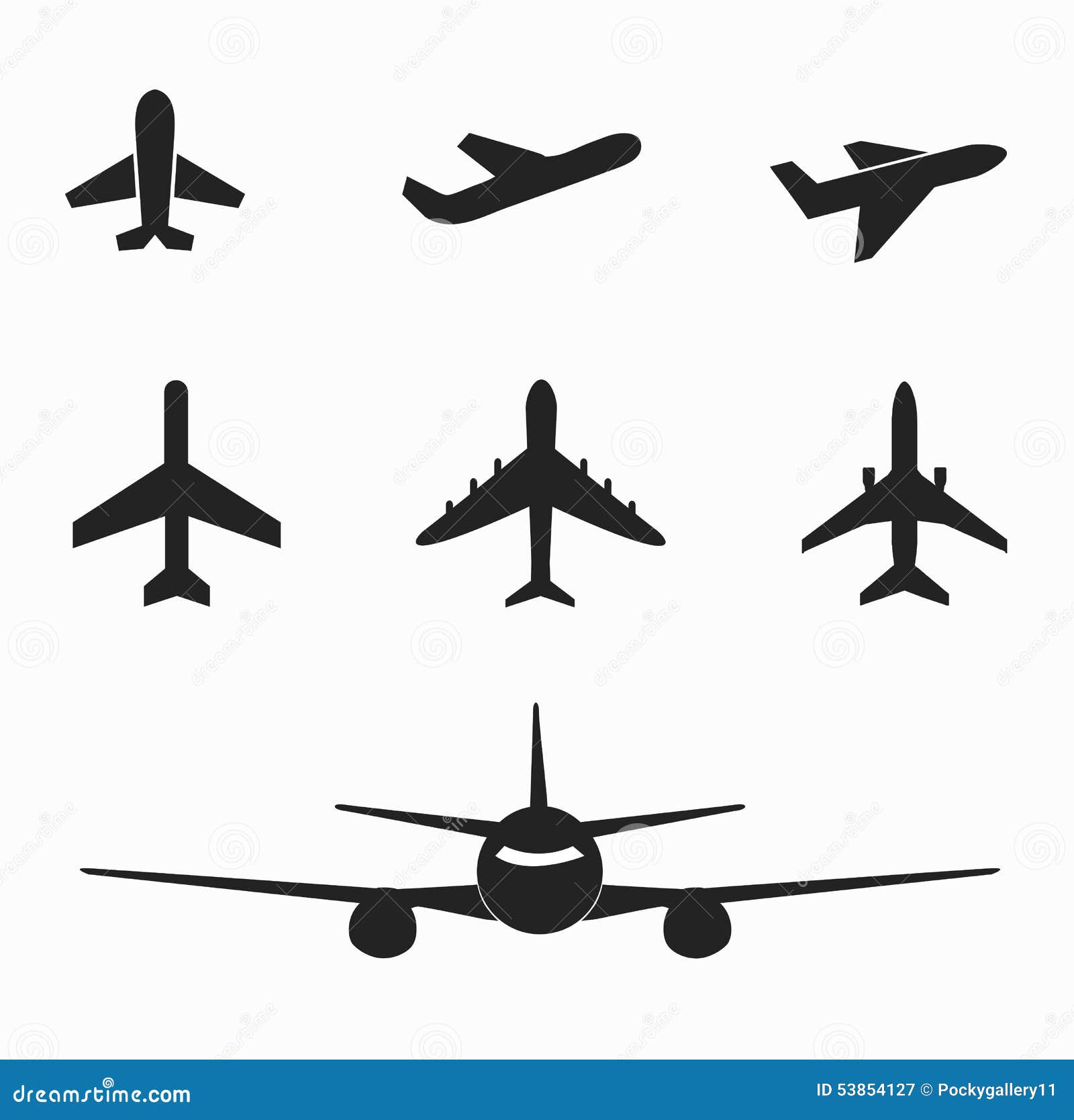 Векторный набор силуэтов самолетов