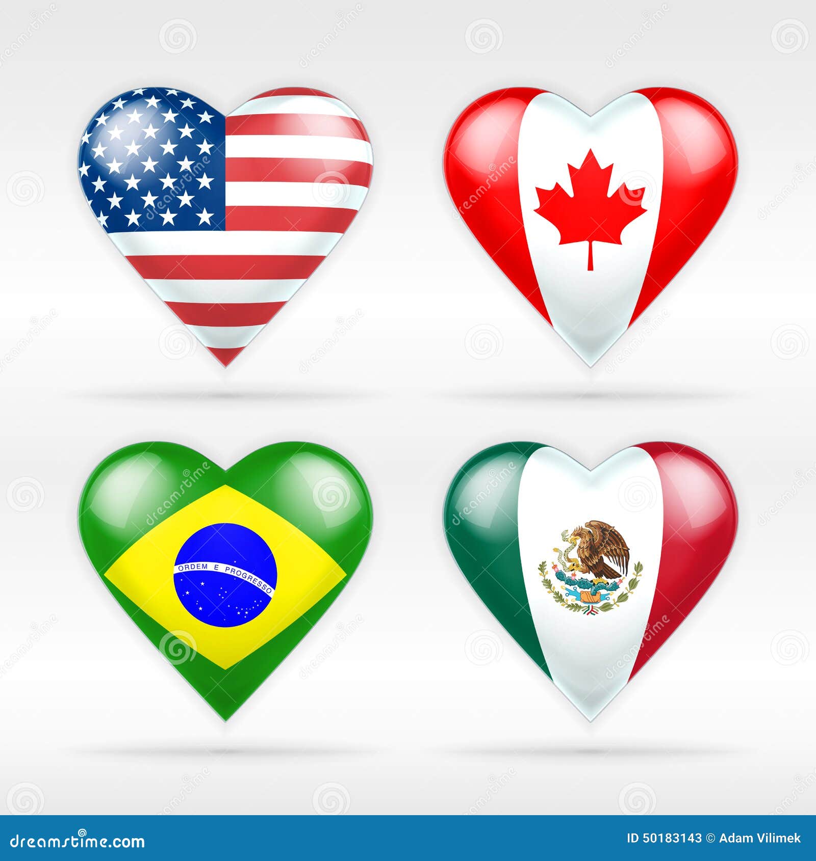 Комплект флага сердца США, Канады, Бразилии и Мексики американских ...