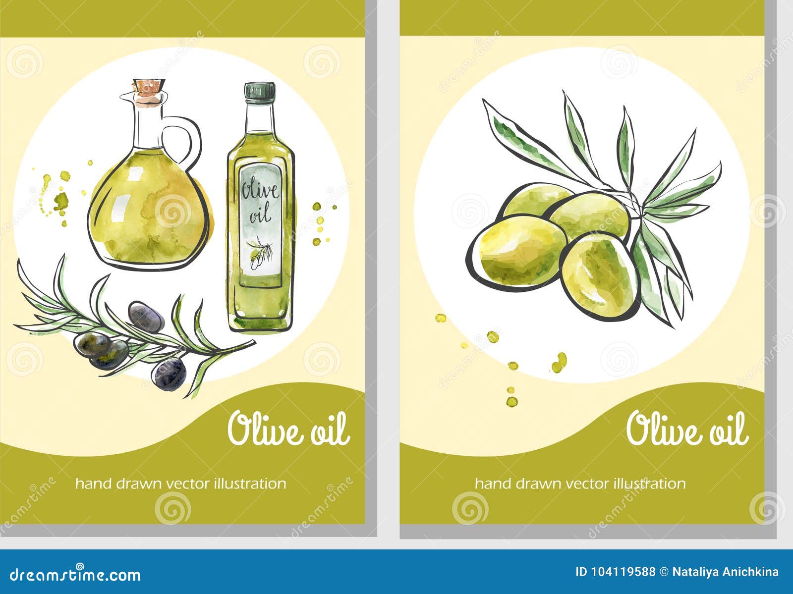 Масло оливковое иллюстрация акварель