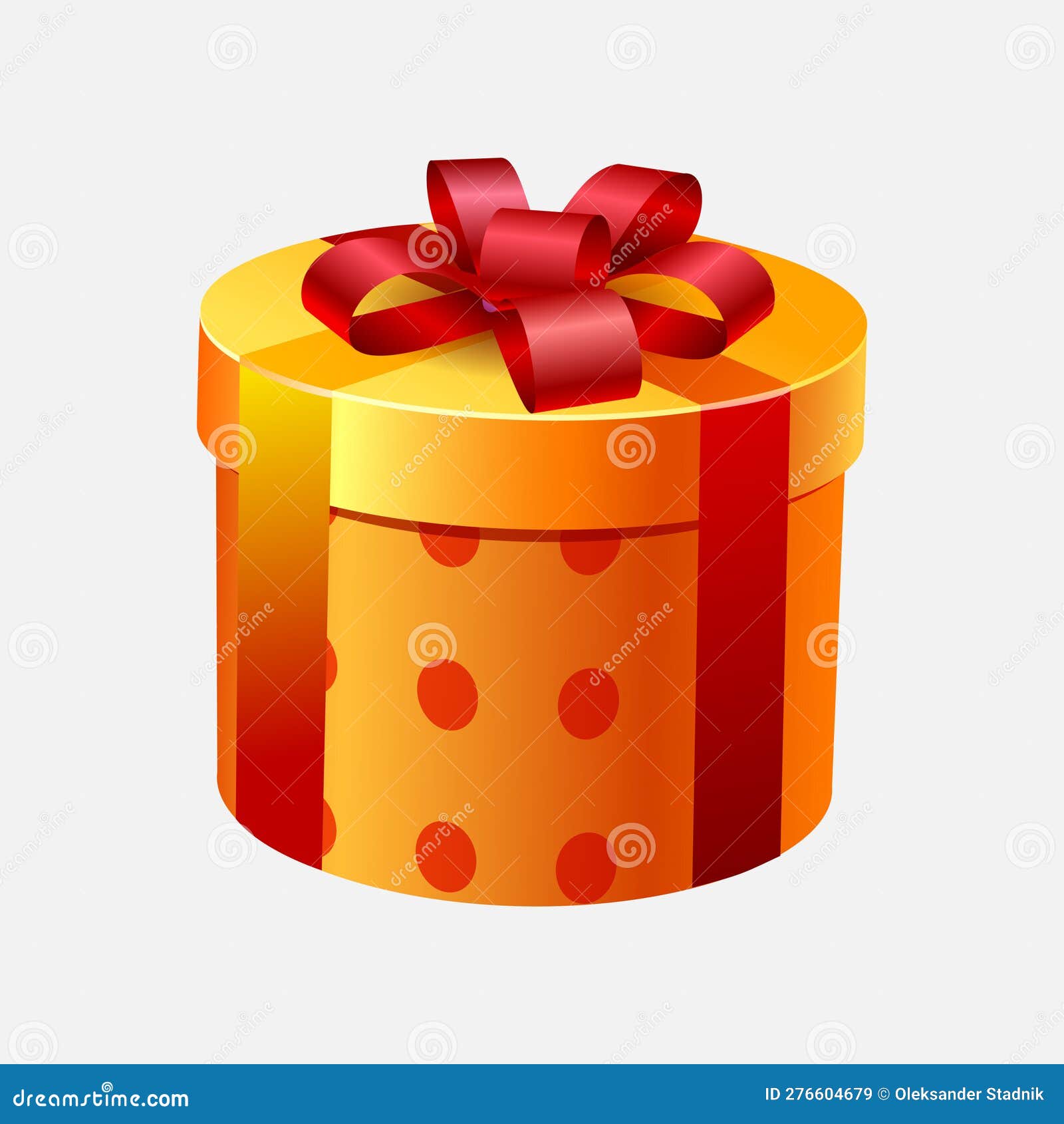 Vector Yellow Paper Box with Red Ribbons and Red Bow Stock Vector