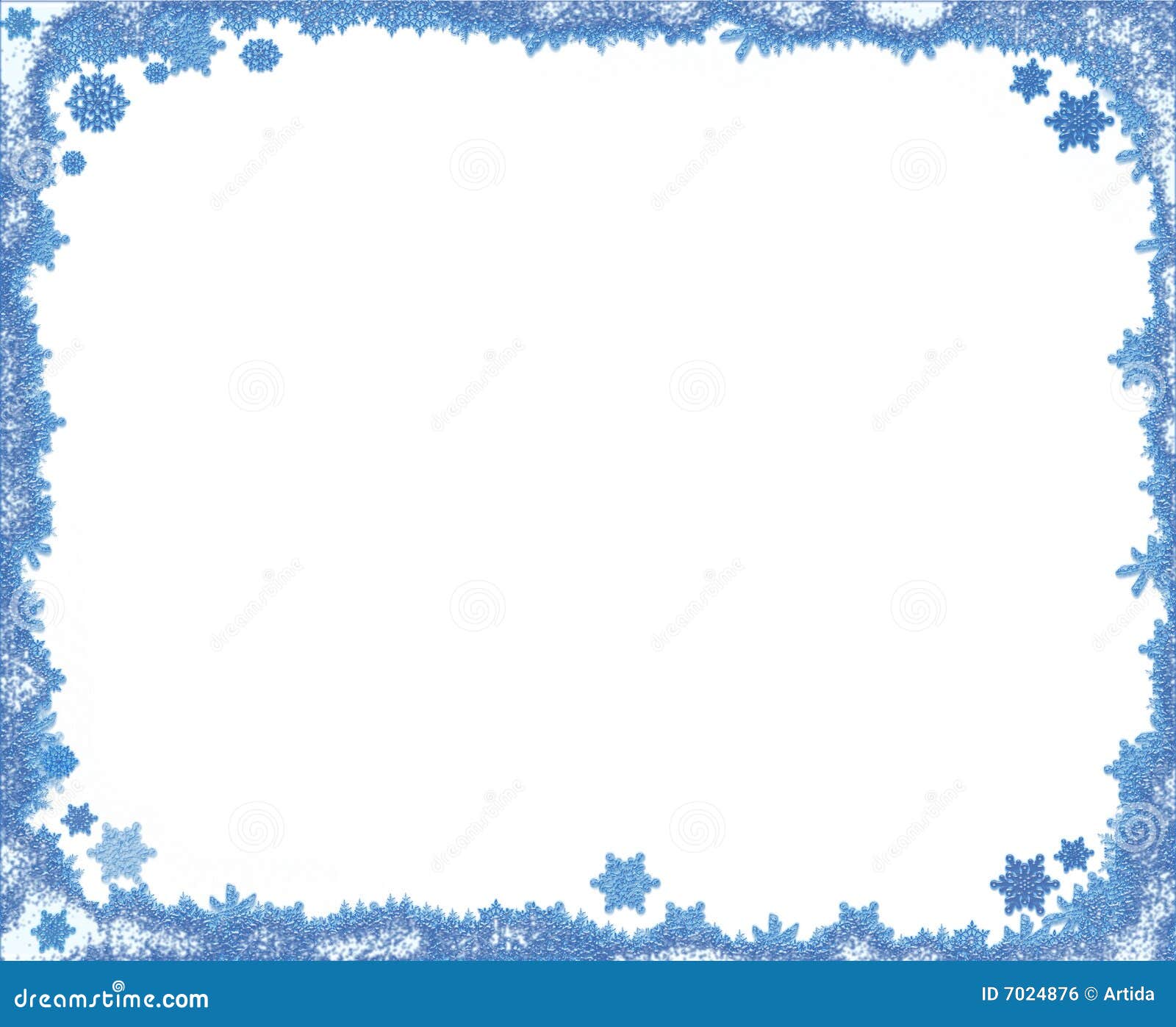 Рамка из голубых снежинок
