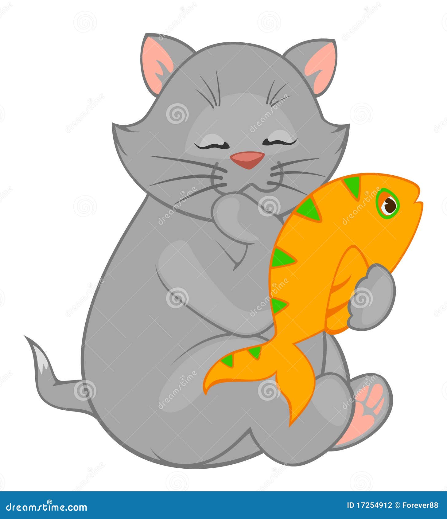Кот с рыбой для детей