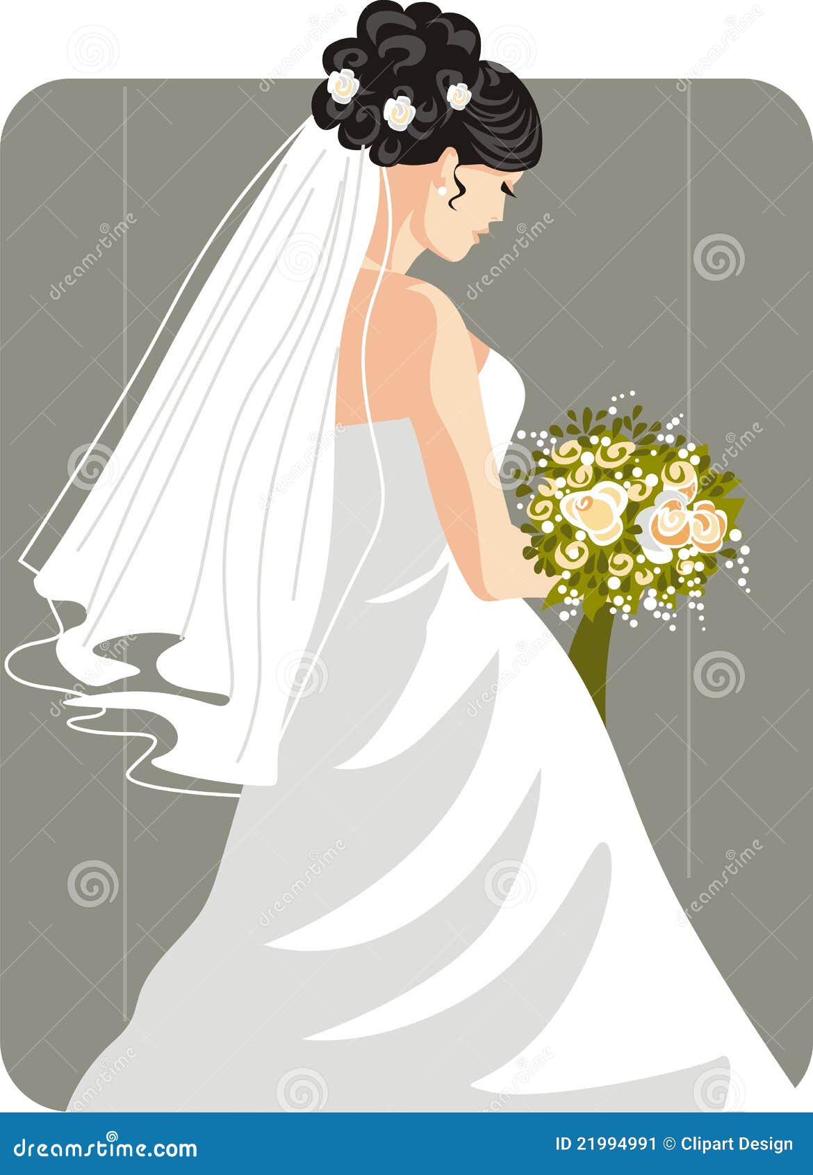 Силуэт невесты с фатой