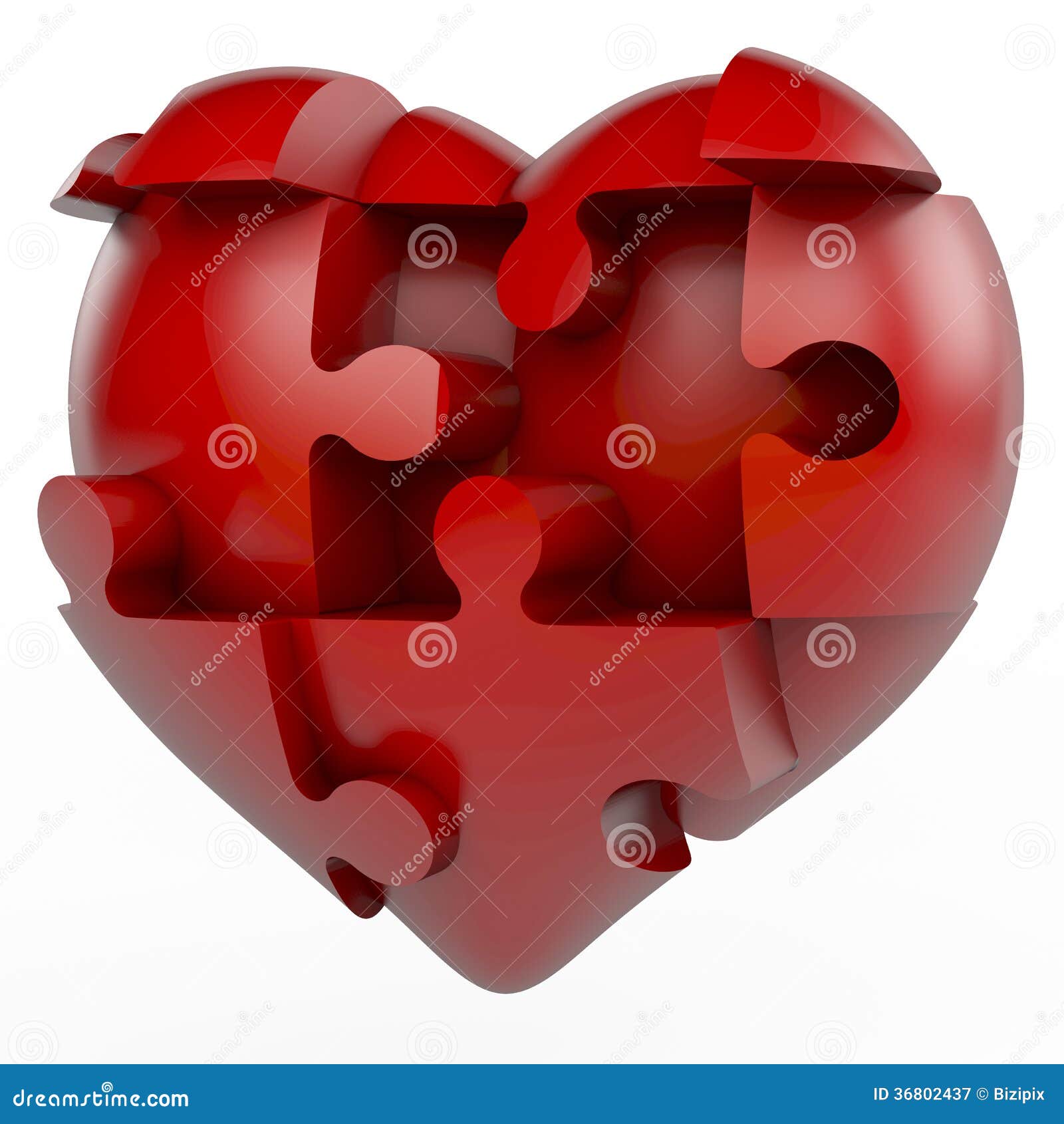 3d головоломка сердце красное.
