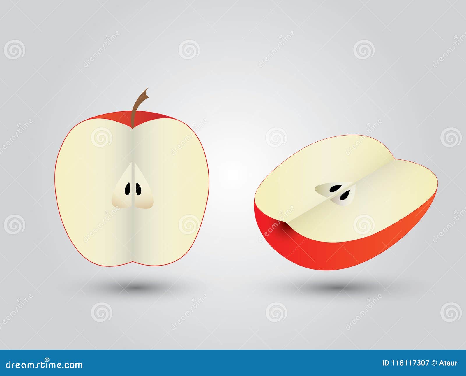 Яблоко разрезанное на 2 части