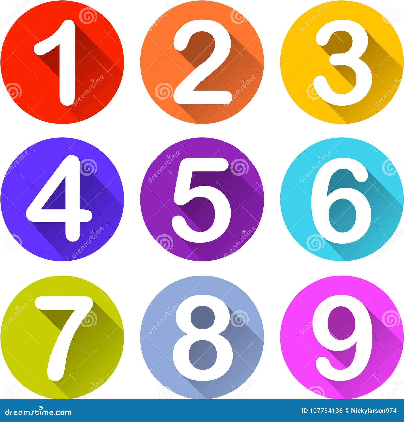Красочные значки номеров. Иллюстрация 9 красочных значков номеров на белой предпосылке