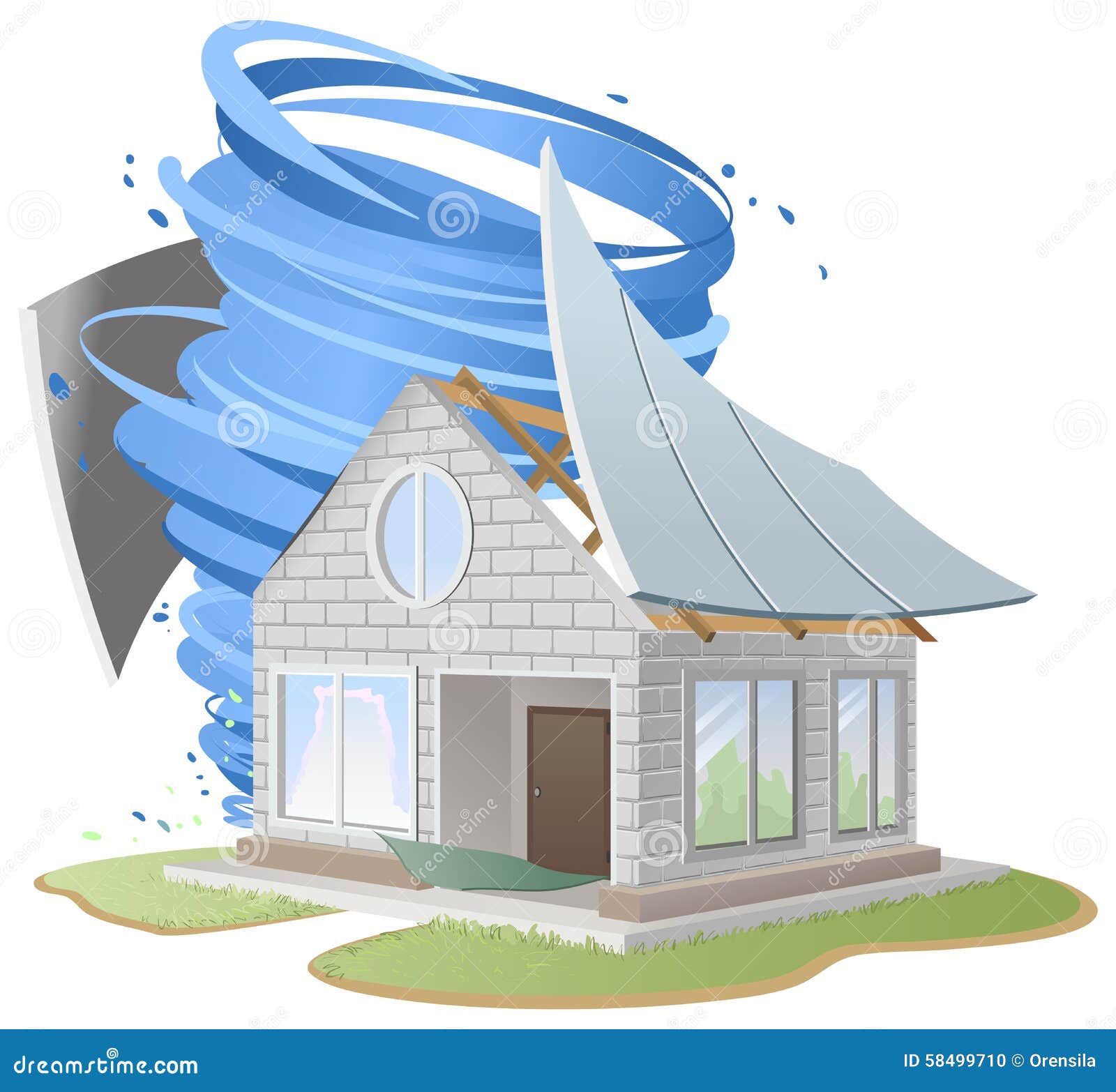 Крыша разрушенная ураганом дома Иллюстрация в формате вектора
