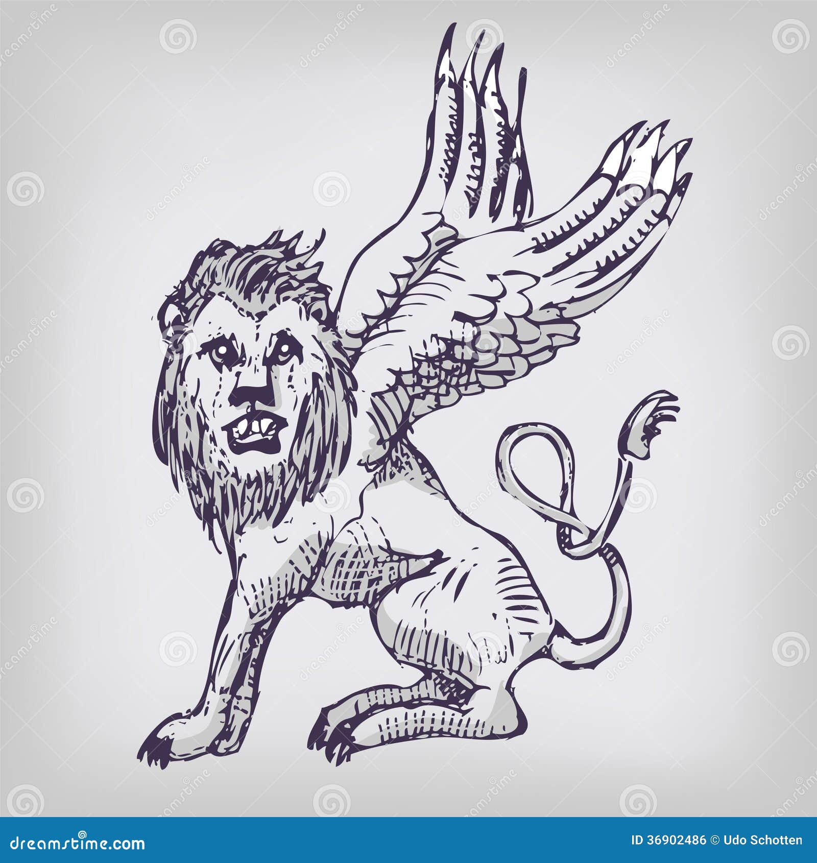 Лев с крыльями рисунок