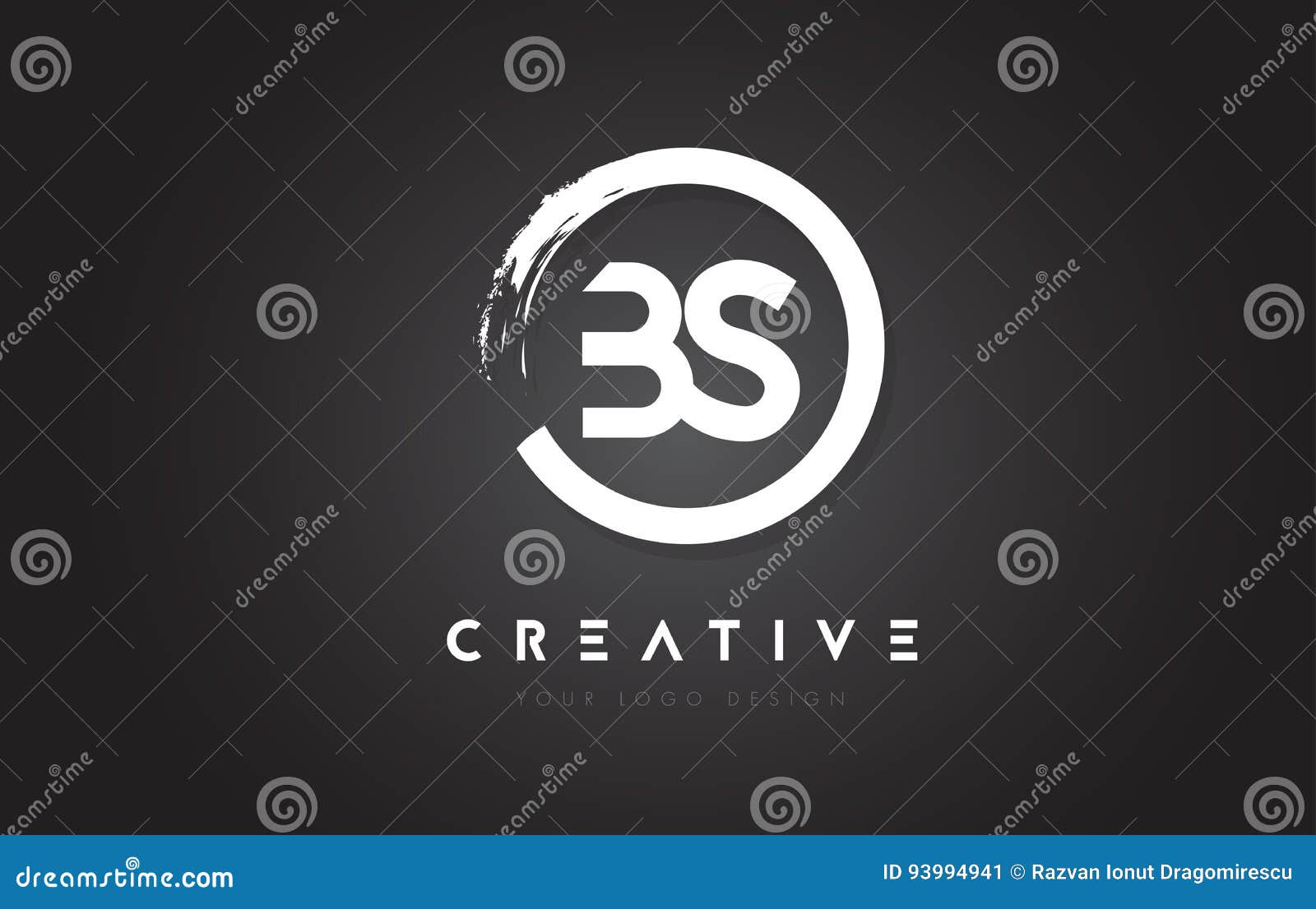 Логотип циркулярного письма BS с дизайном щетки круга и чернотой Backg ...